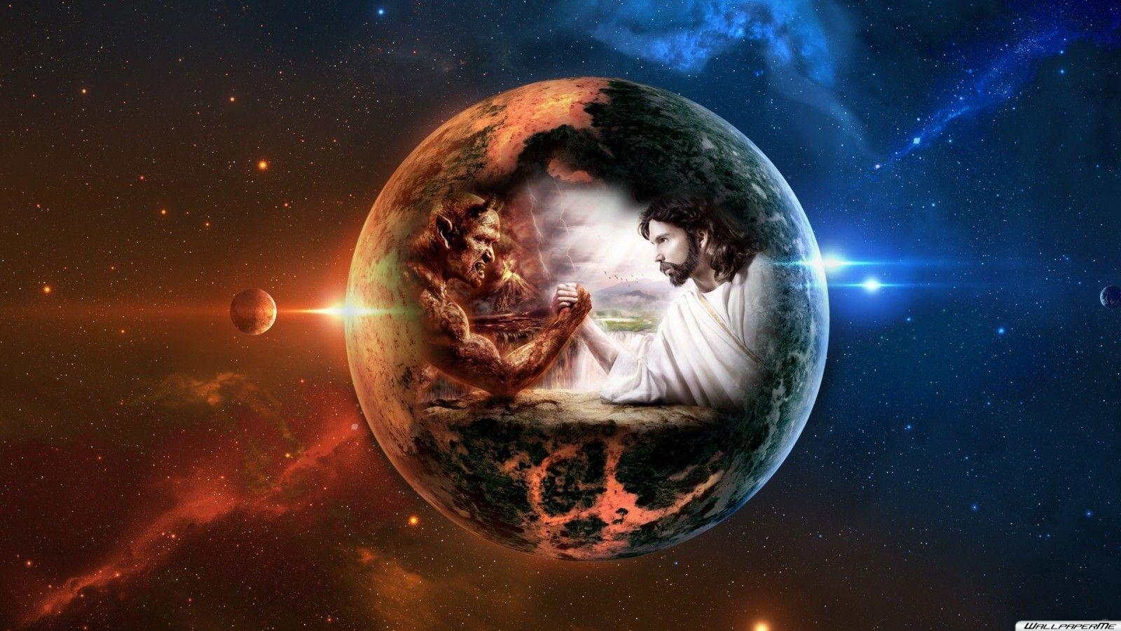 1600x900 Jesus vs Satan Wallpaper