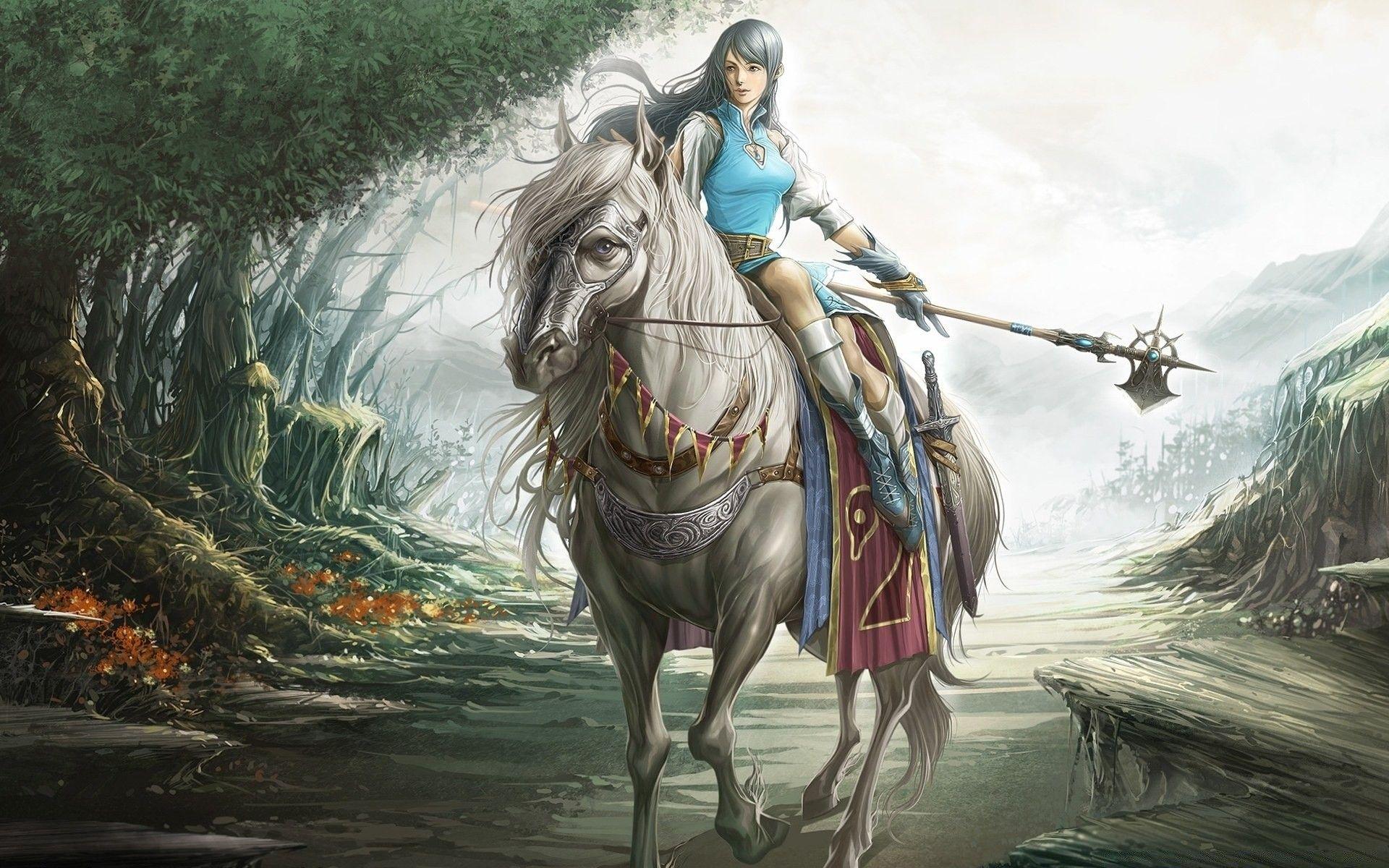 1920x1200 Horse Riding Drawing