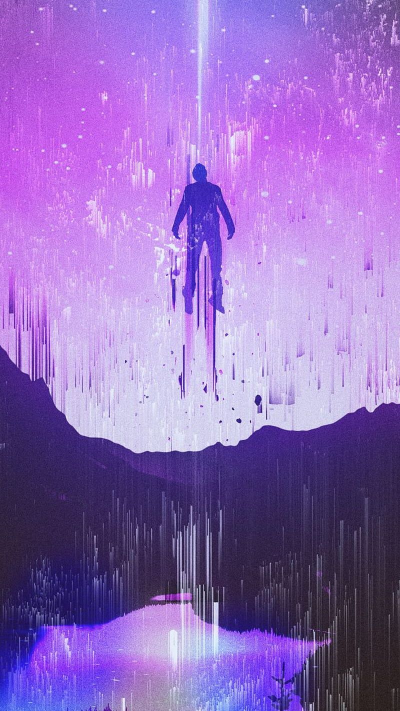 800x1422 Purple themed glitch, light, lightning, man, HD phone wallpaper