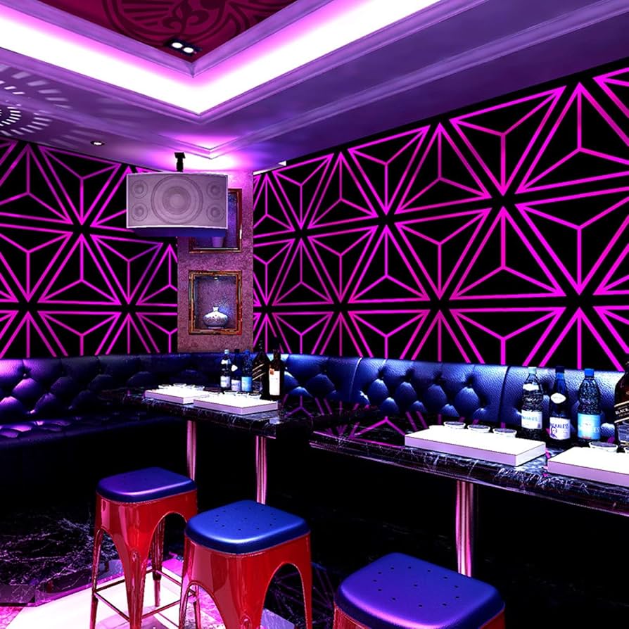 894x894 SJIALEN Decorative Wallpaper KTV Wallpaper Wall Covering 3D Reflective Bar Geometric Pattern Theme Box Background Wall Paper Home Decoration (Color : Purple) : Tools & Home Improvement
