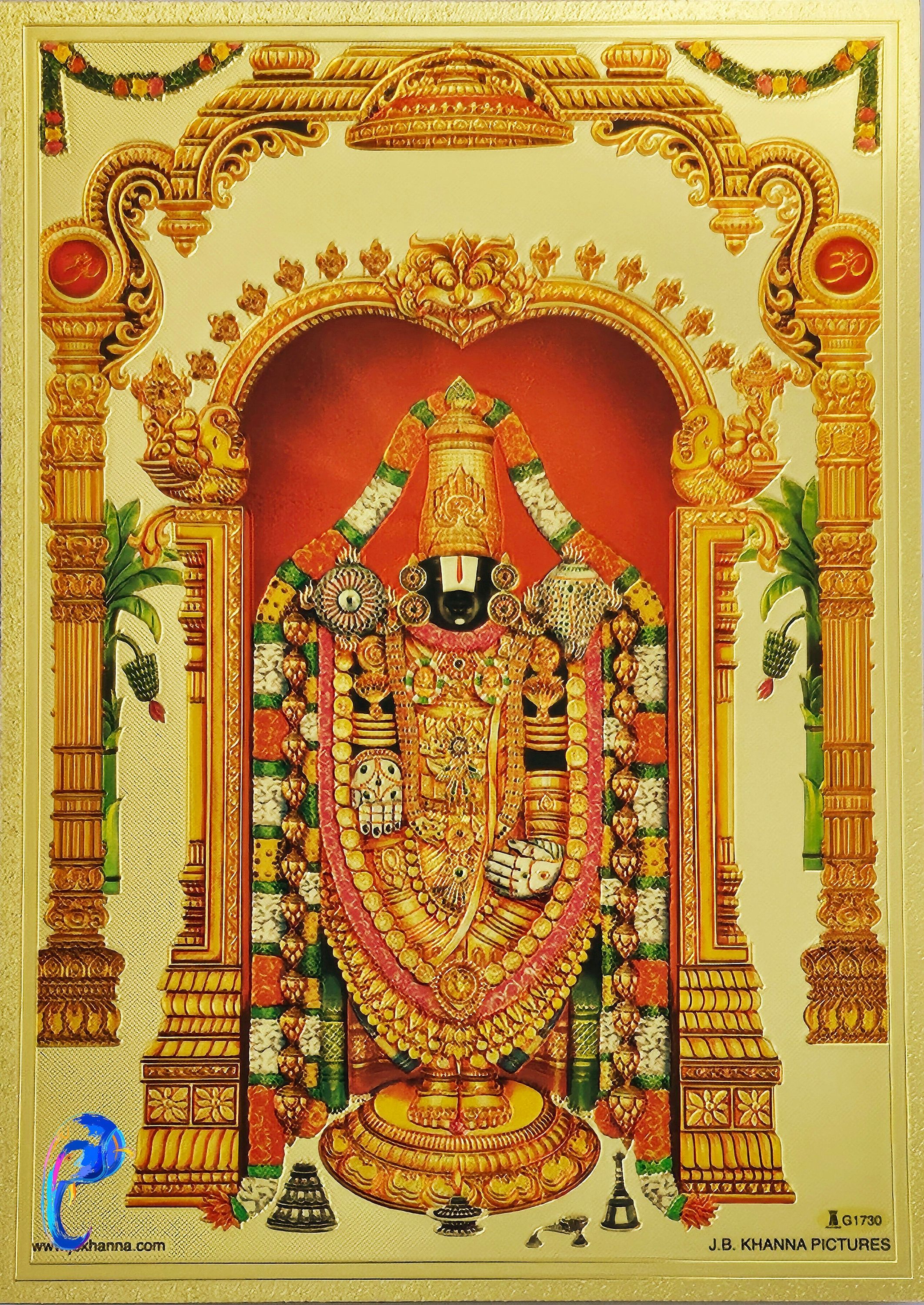 2125x3000 Lord Venkateshwara Swamy/ Lord Vishnu/ Puja Item/ Gold Picture/ Edukondalu/ Tirupathi Balaji/ Tirumala/ Gold Picture/ Frame
