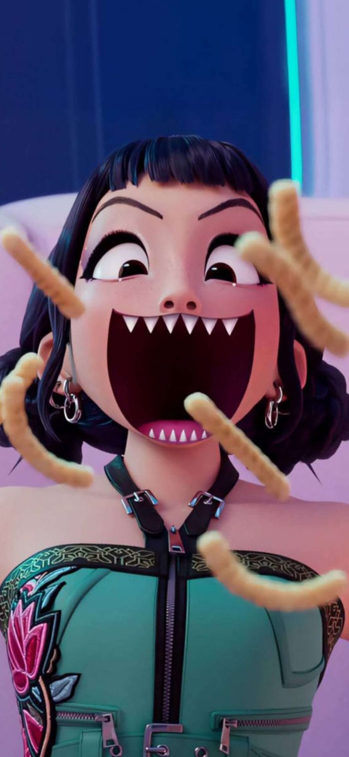 1183x2560 Kpop Demon Hunters Zoey and Chips Wallpaper