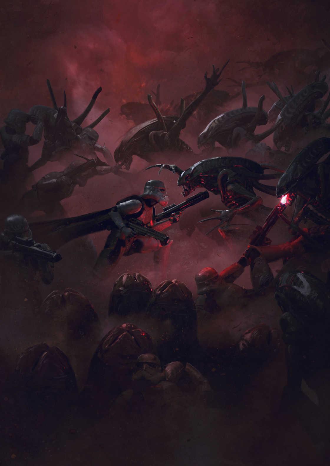 1120x1584 Darth Vader Vs. Xenomorph in Gloriously Badass STAR WARS