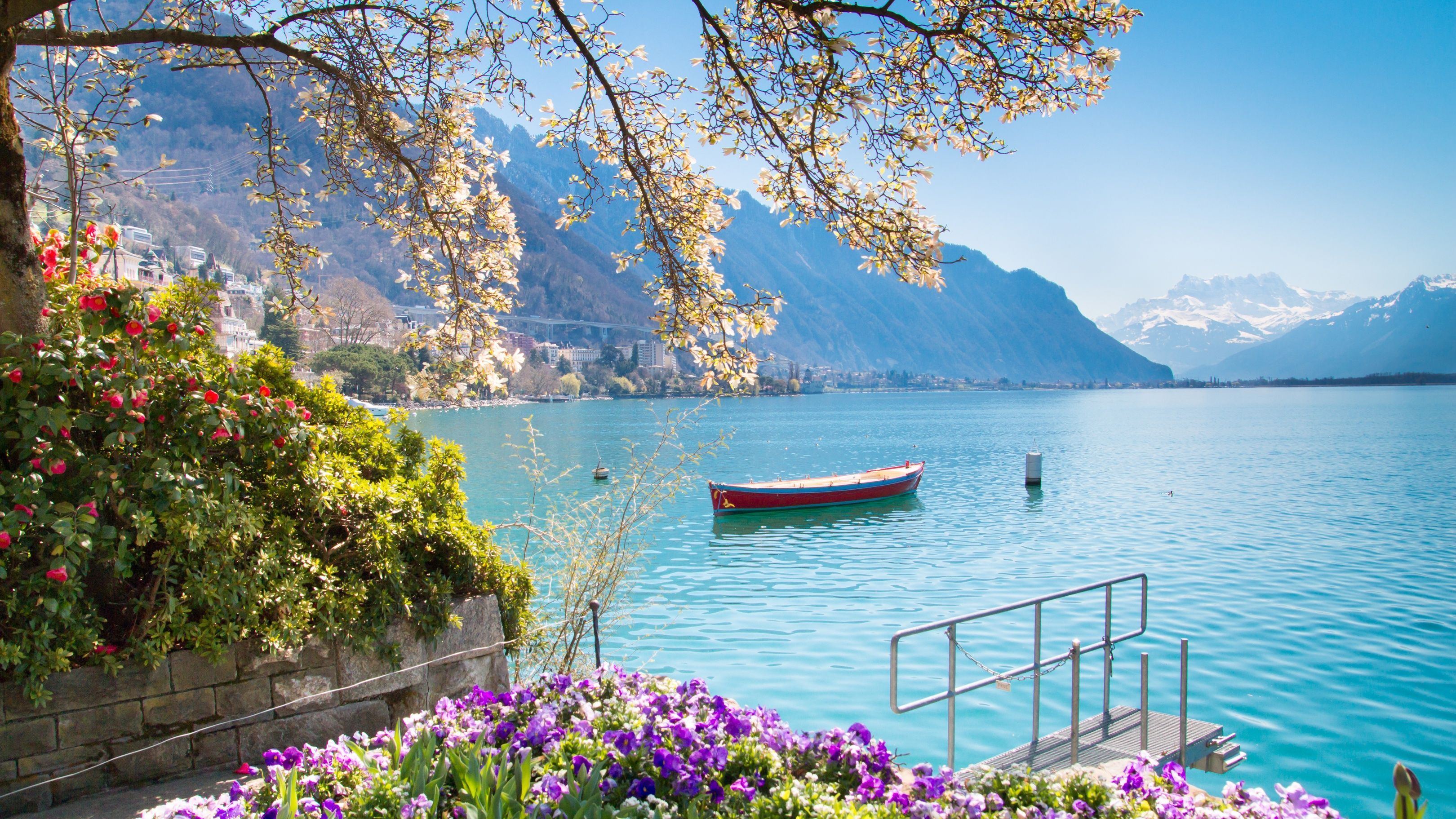 3240x1823 Wallpaper Switzerland, lake, Montreux
