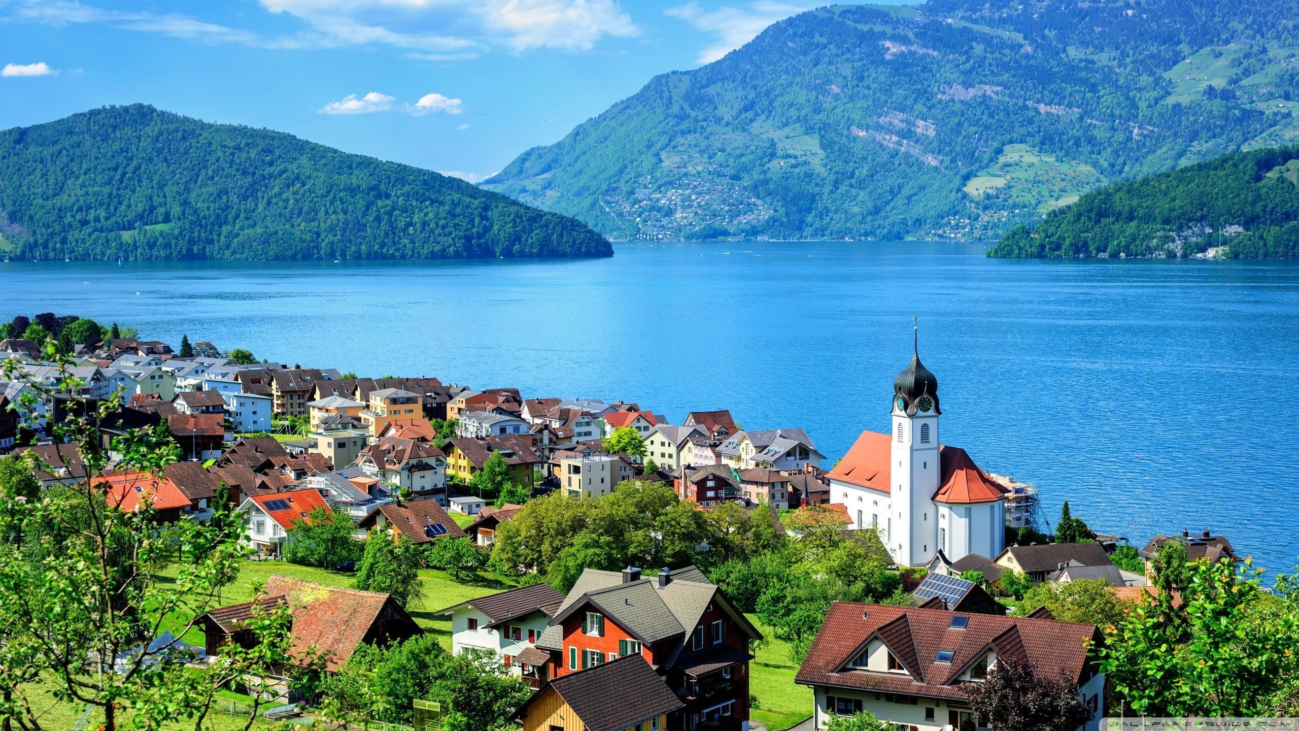 2560x1440 Switzerland, Engelberg Lakes, Lucerne Lake, Mountains 4K UHD Wallpaper for UltraHD Desktop and TV