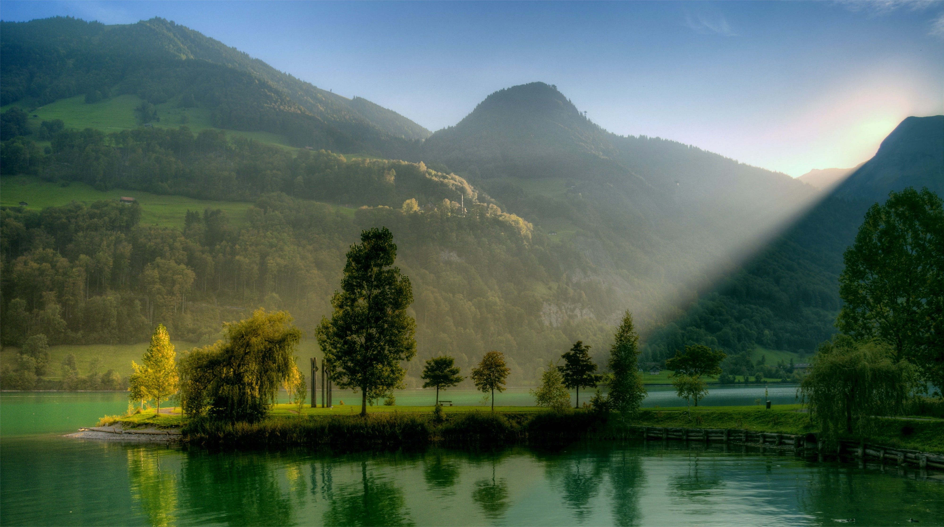 4000x2236 nature, Landscape, Lake, Sunlight, Hill