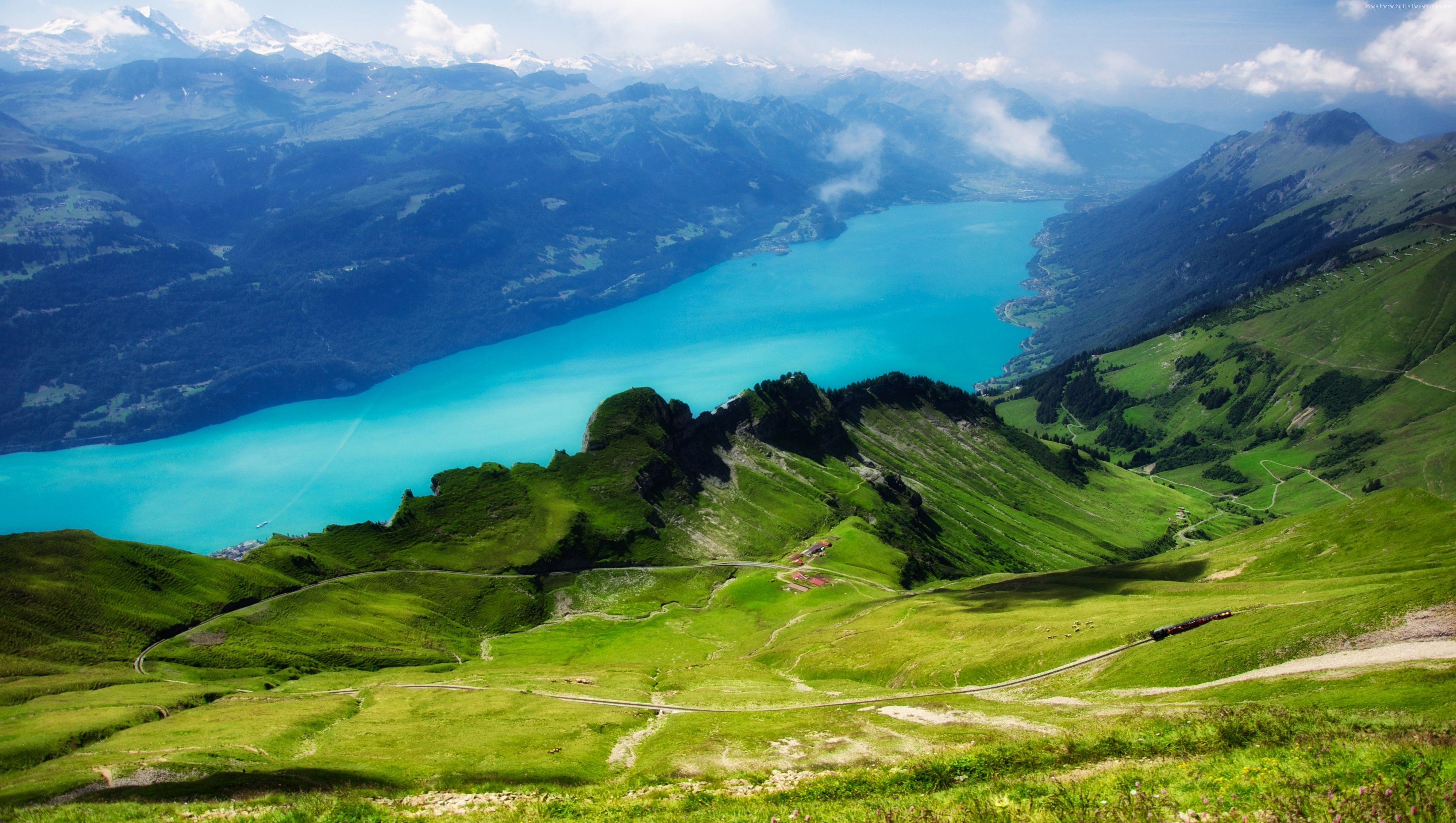3822x2160 mountains, lake, meadows, 5k