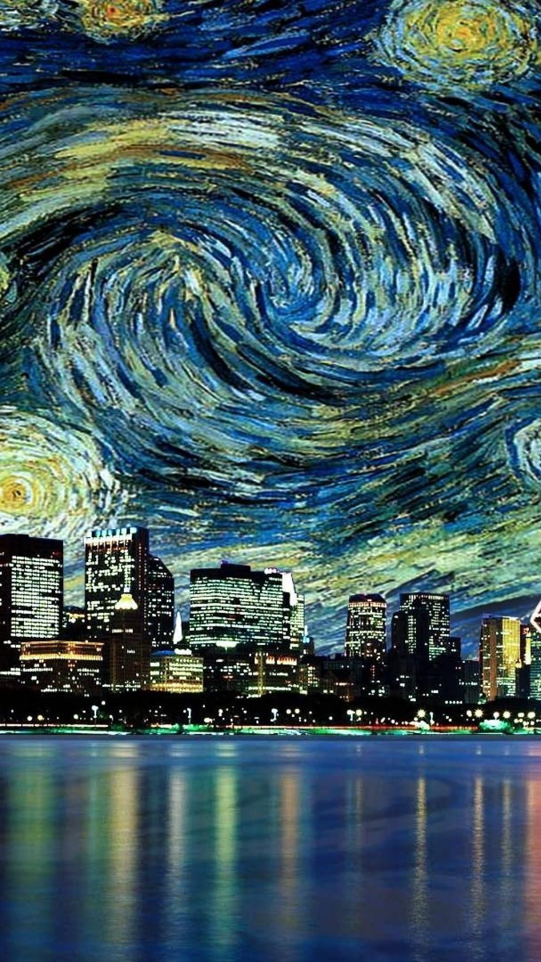 1080x1920 Vincent van gogh artwork photo manipulation starry wallpaper