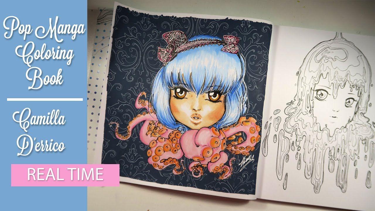 1280x720 The girl with blue hair and tentacles: Pop Manga Coloring Book