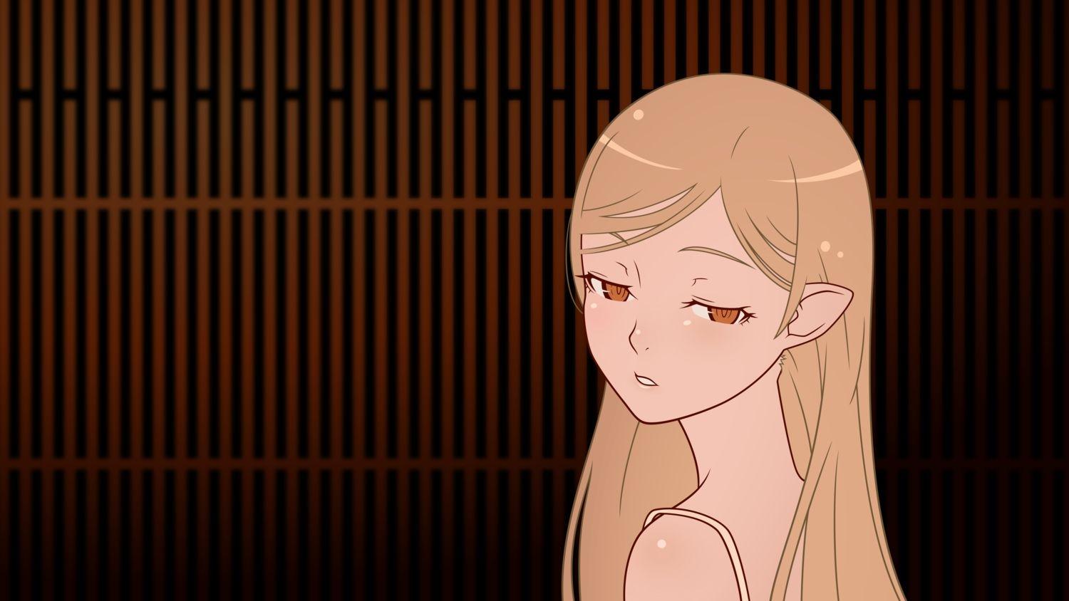 1500x844 bakemonogatari blonde hair brown eyes kissshot acerolaorion