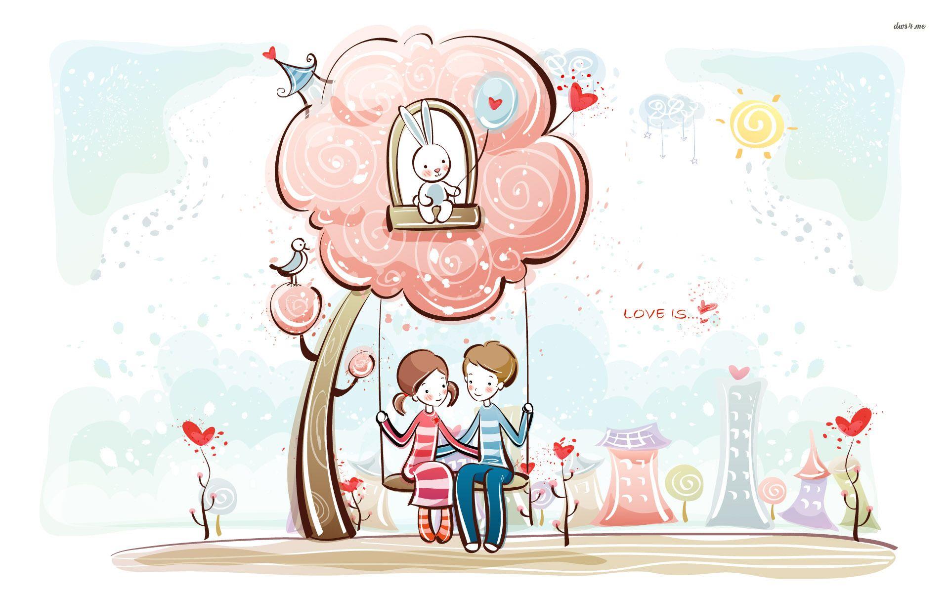 1920x1200 Free Cartoon Valentine Wallpaper