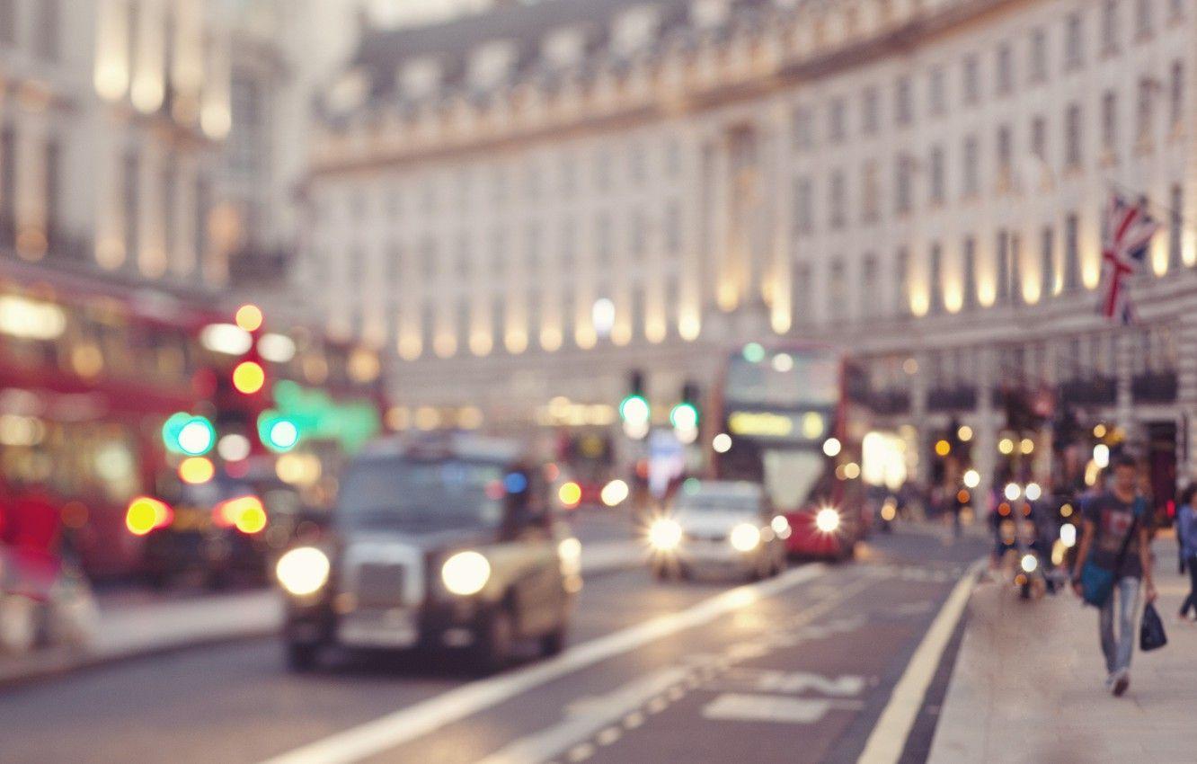 1332x850 Wallpaper lights, twilight, street, people, taxi, dusk, London