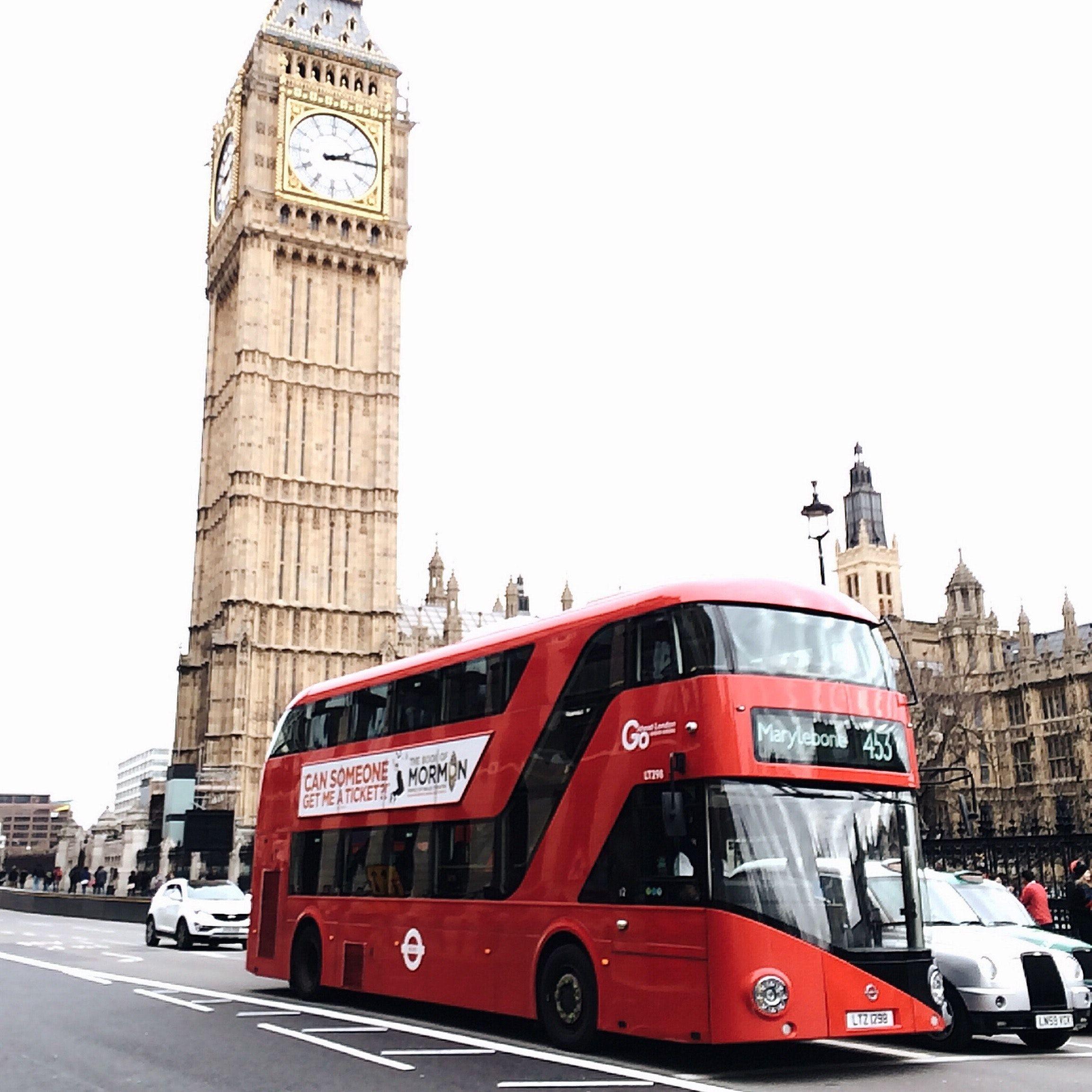 2308x2308 Red Bus on Road Near Big Ben in London · Free