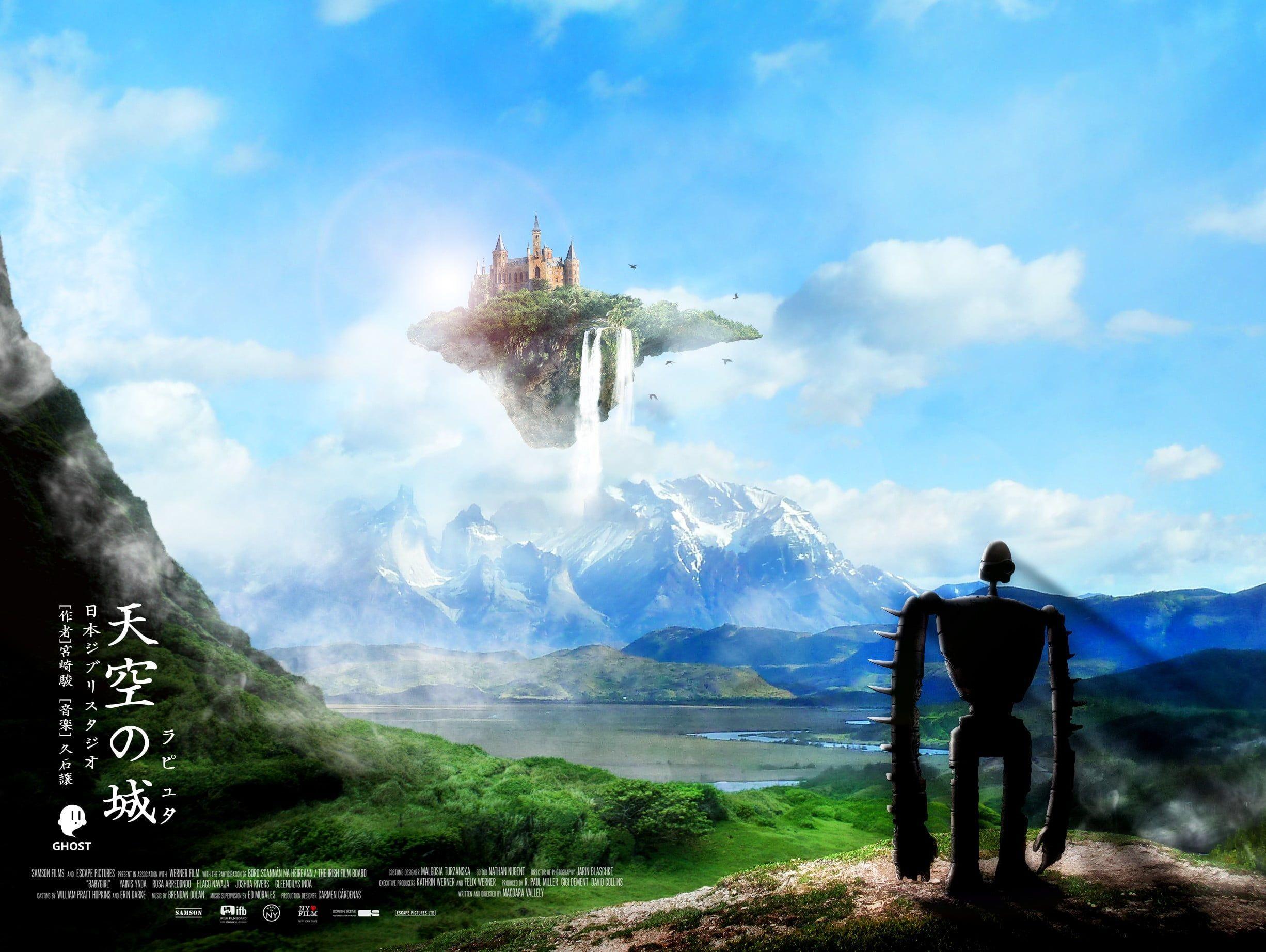 2452x1844 Floating castle illustration, sky, nature, robot, Castle in the Sky HD wallpaper