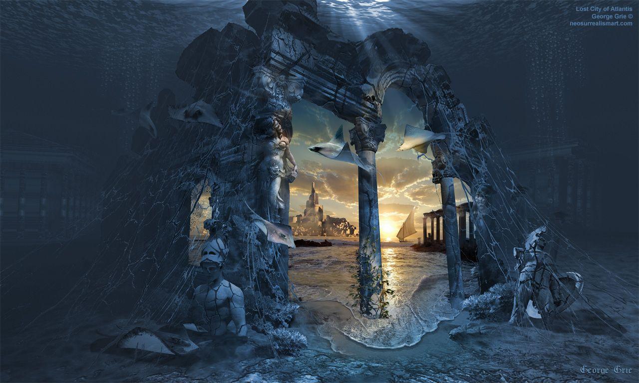 1280x768 Lost City Of Atlantis Or Mystery Legend Atlántida: Surreal Art Print
