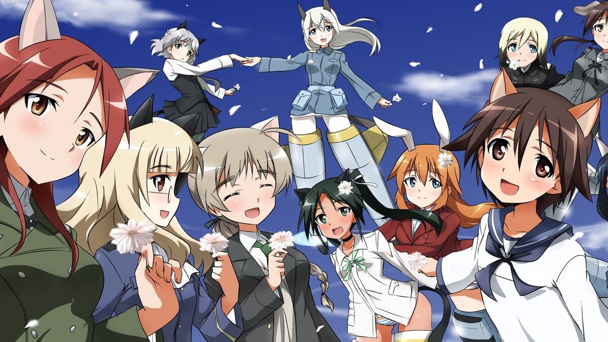 1200x675 Anime panties uniform strike witches girls group of Playmat Game Mat Desk