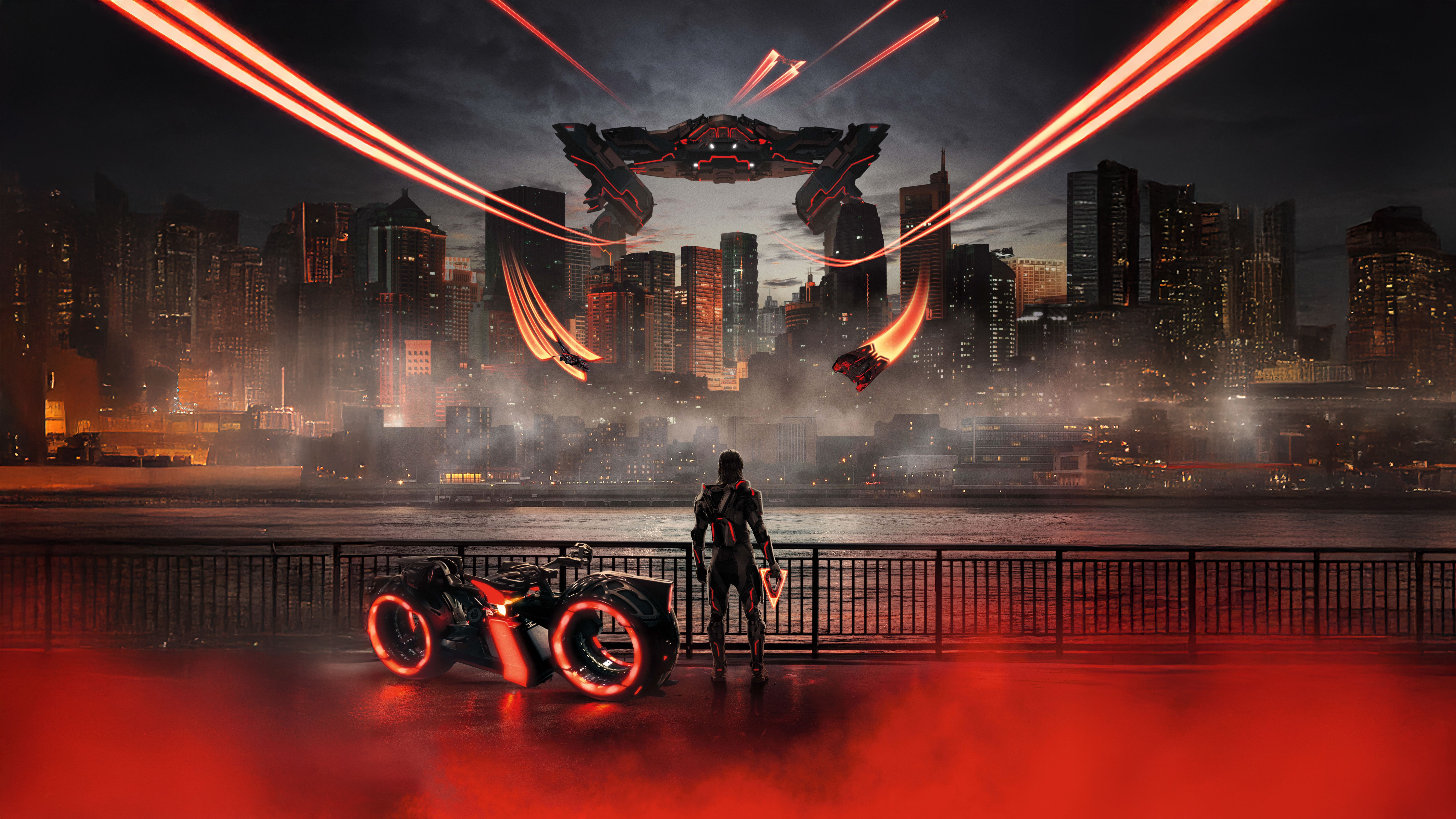 7680x4320 Tron: Ares Wallpaper 4K, Futuristic, Movie poster