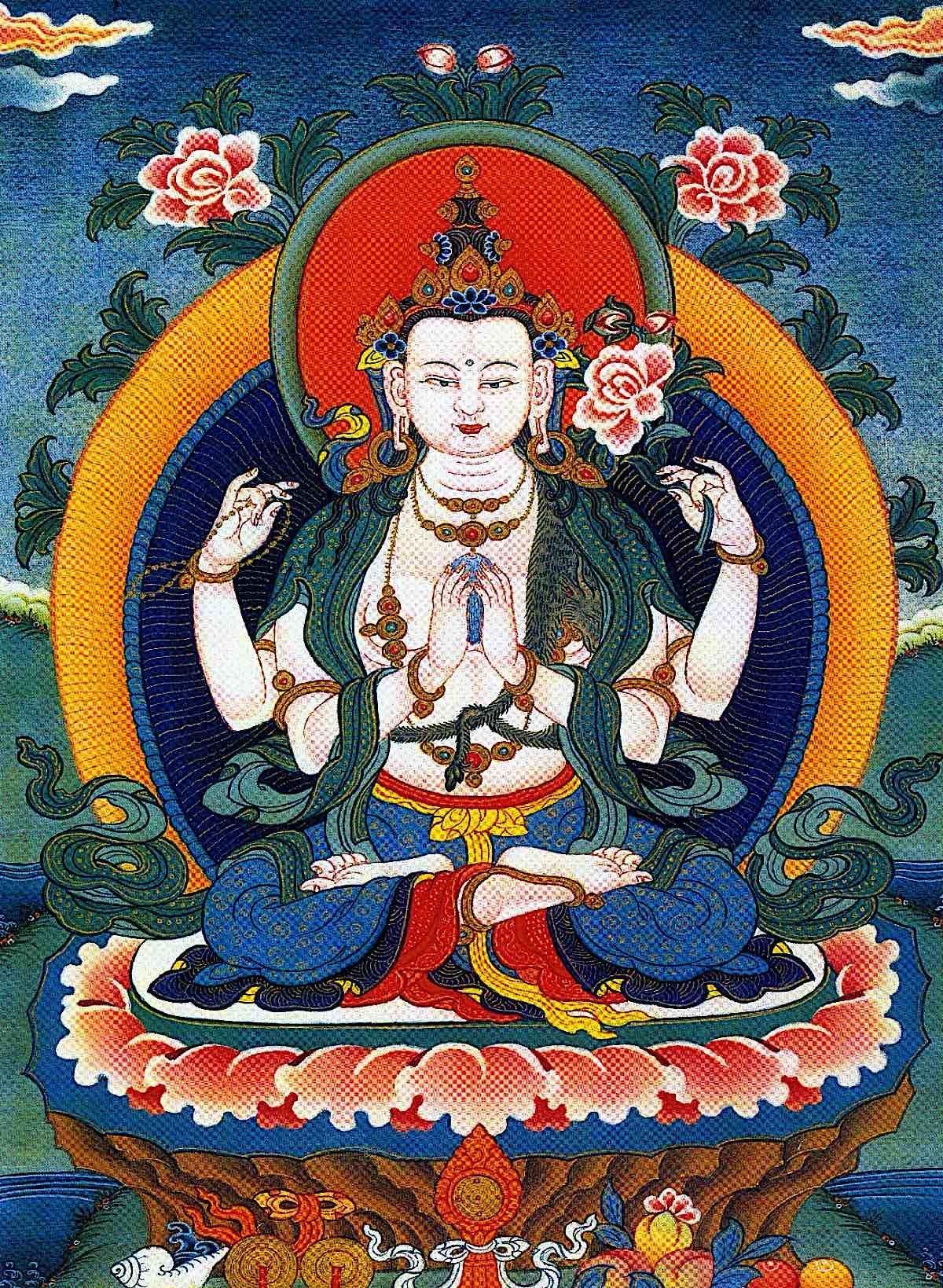1200x1639 Three Great Bodhisattvas of Wisdom, Compassion, and Power