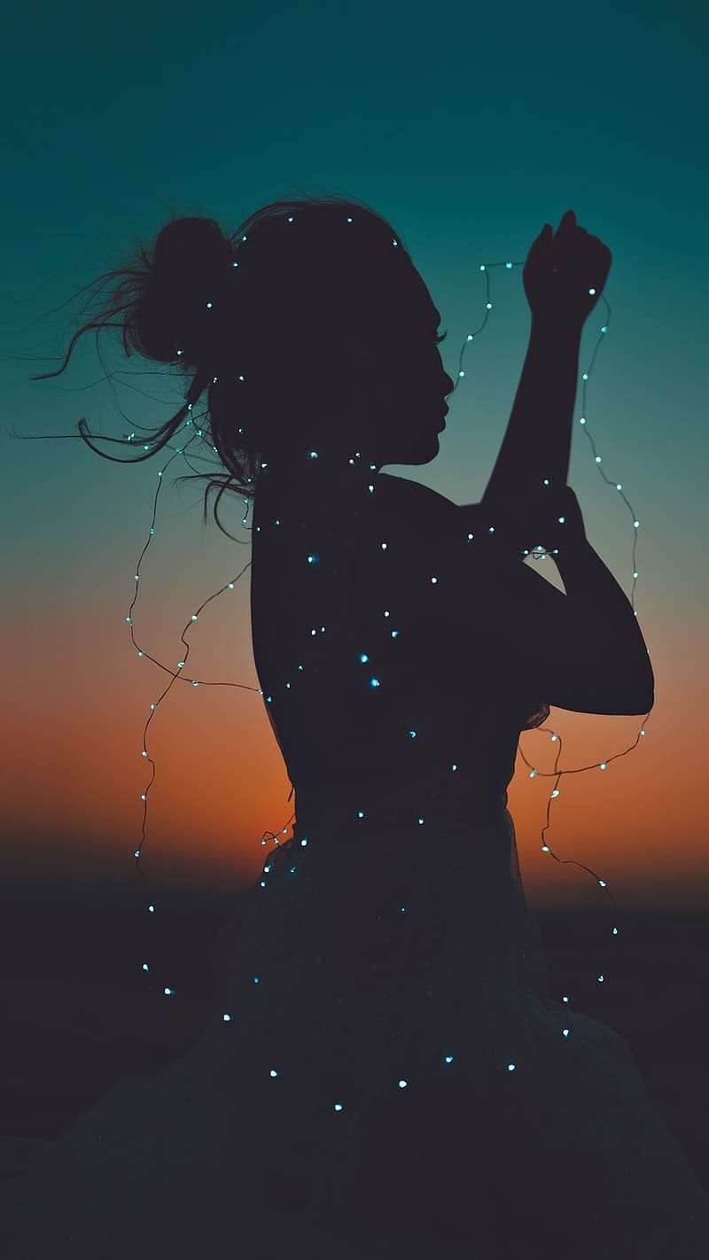 800x1422 Alone Girl, Lights, pose, sunset, HD phone wallpaper