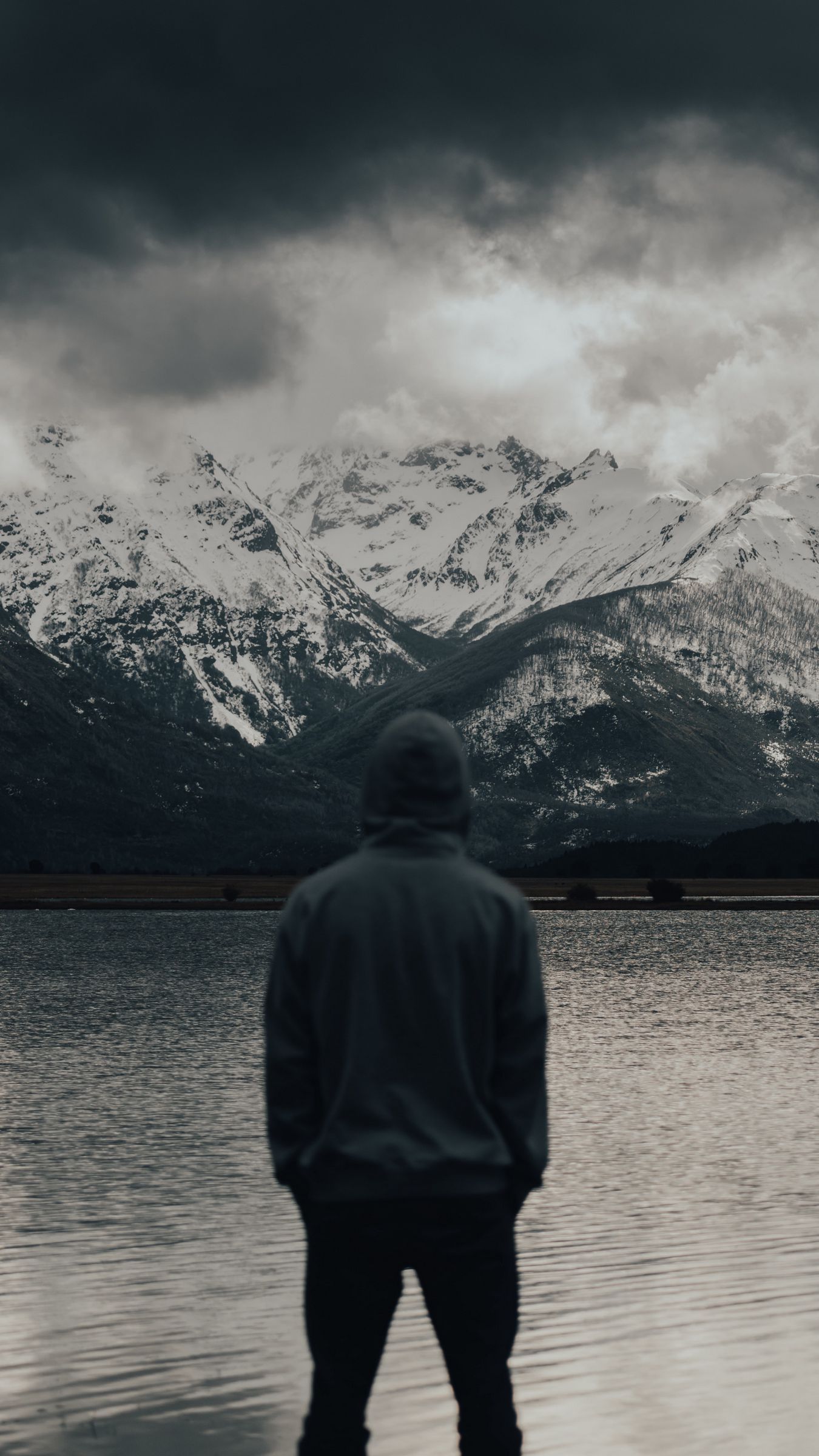 1350x2400 Download wallpaper 1350x2400 man, alone, nature, mountains, lake iphone 8+/7+/6s+/for parallax HD background