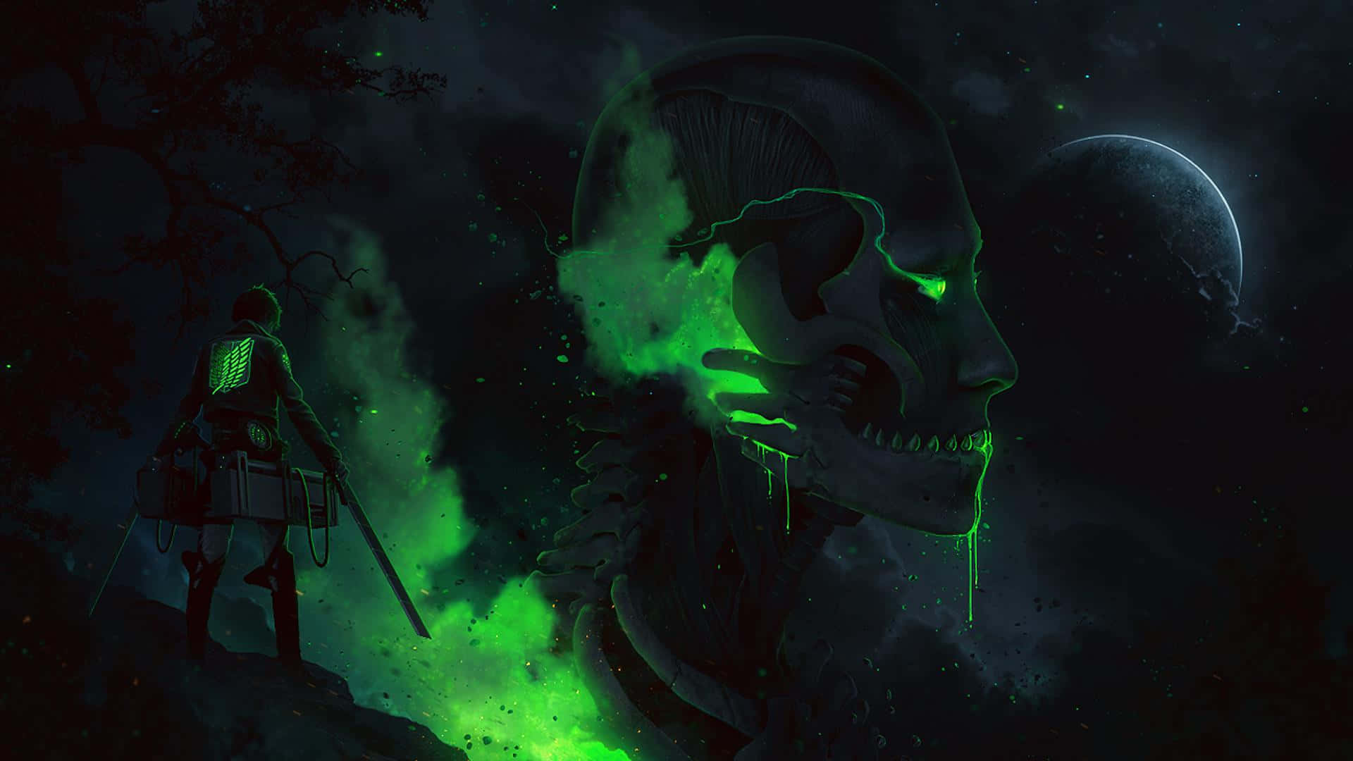 1920x1080 Download Green Anime Eren And A Titan Wallpaper