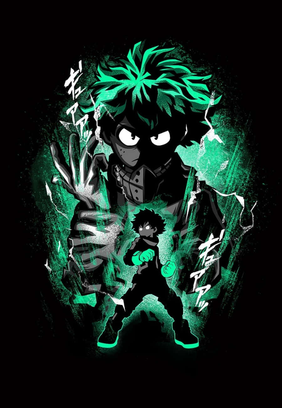 900x1303 Download Green Anime Art Deku Phone Wallpaper