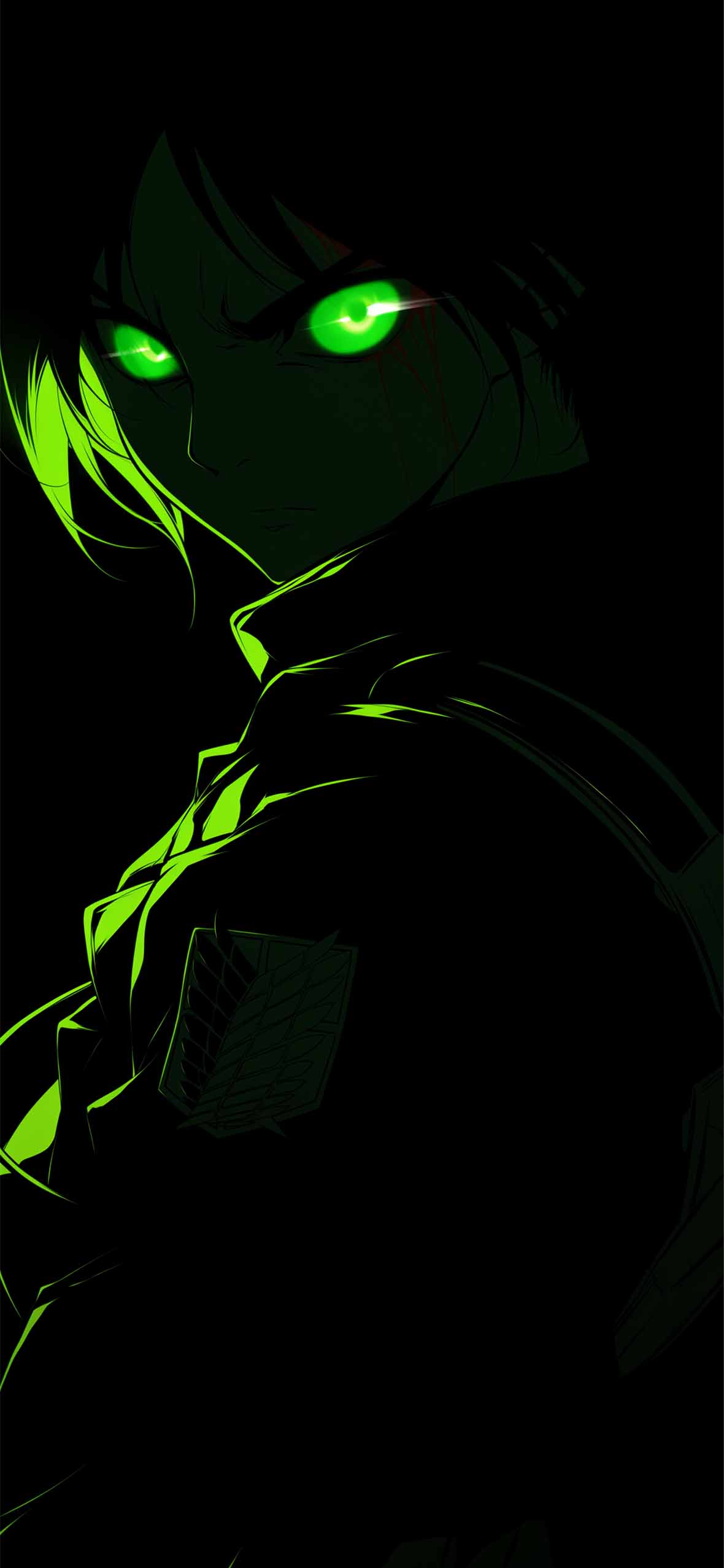 1180x2554 Eren Yeager Glow Eyes Attack On Titan Dark Wallpaper iPhone