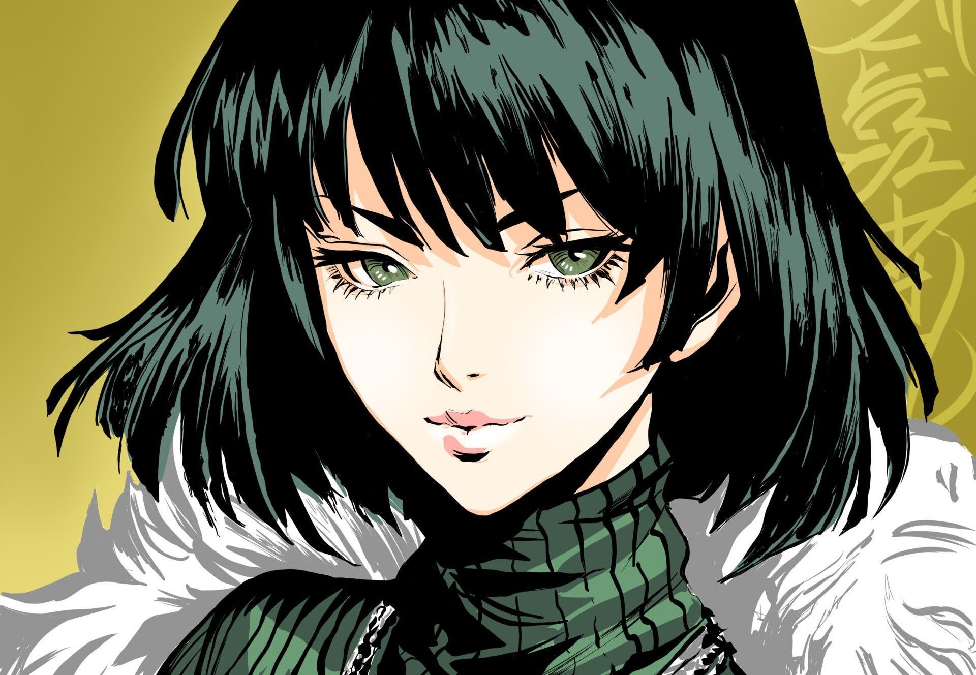1920x1328 Fubuki, Anime, Green Eyes, Portrait, Dark Hair, Anime Girls, One Punch Man, Face, HD Wallpaper