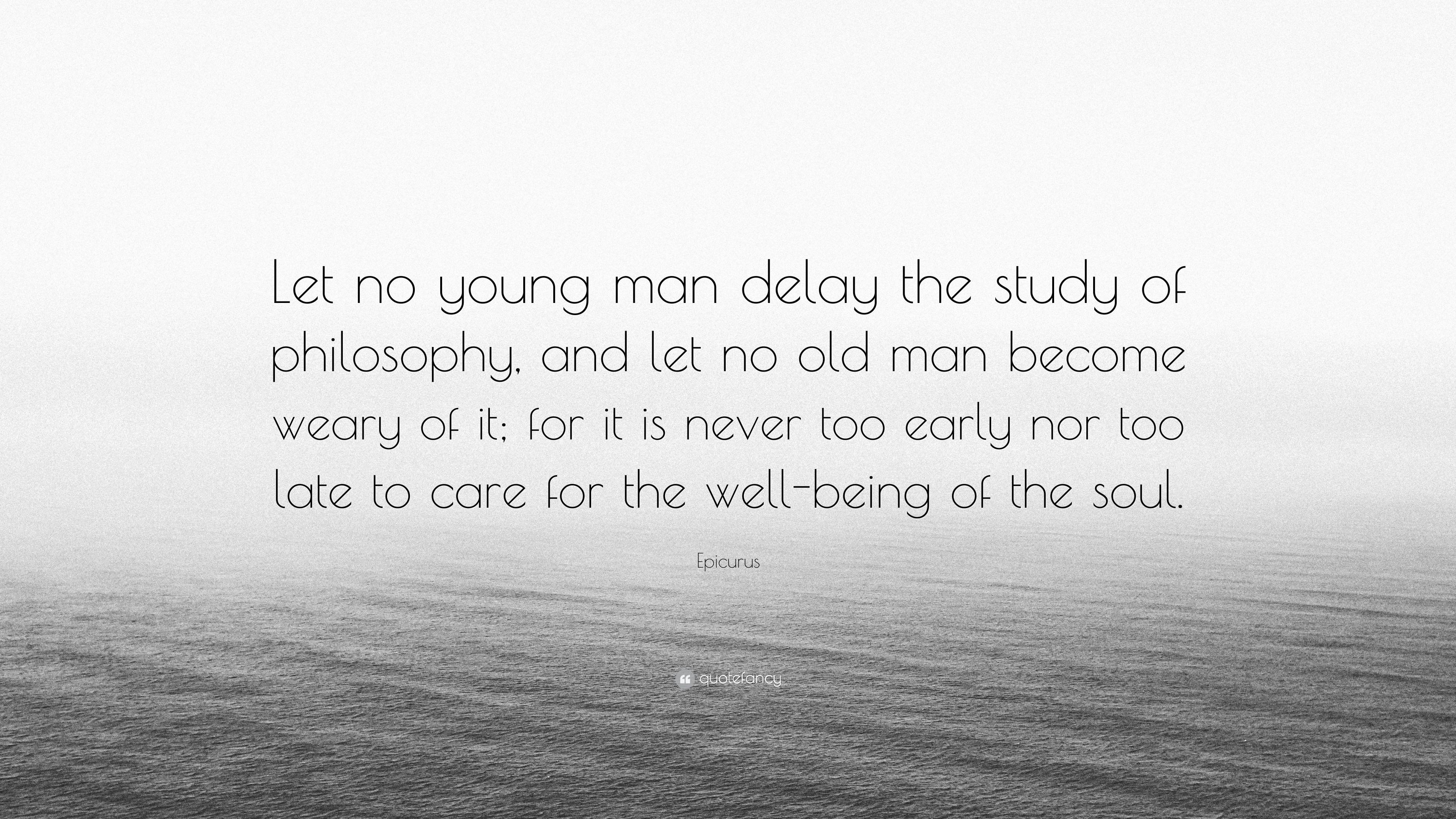 3840x2160 Epicurus Quote: “Let no young man delay the study of philosophy