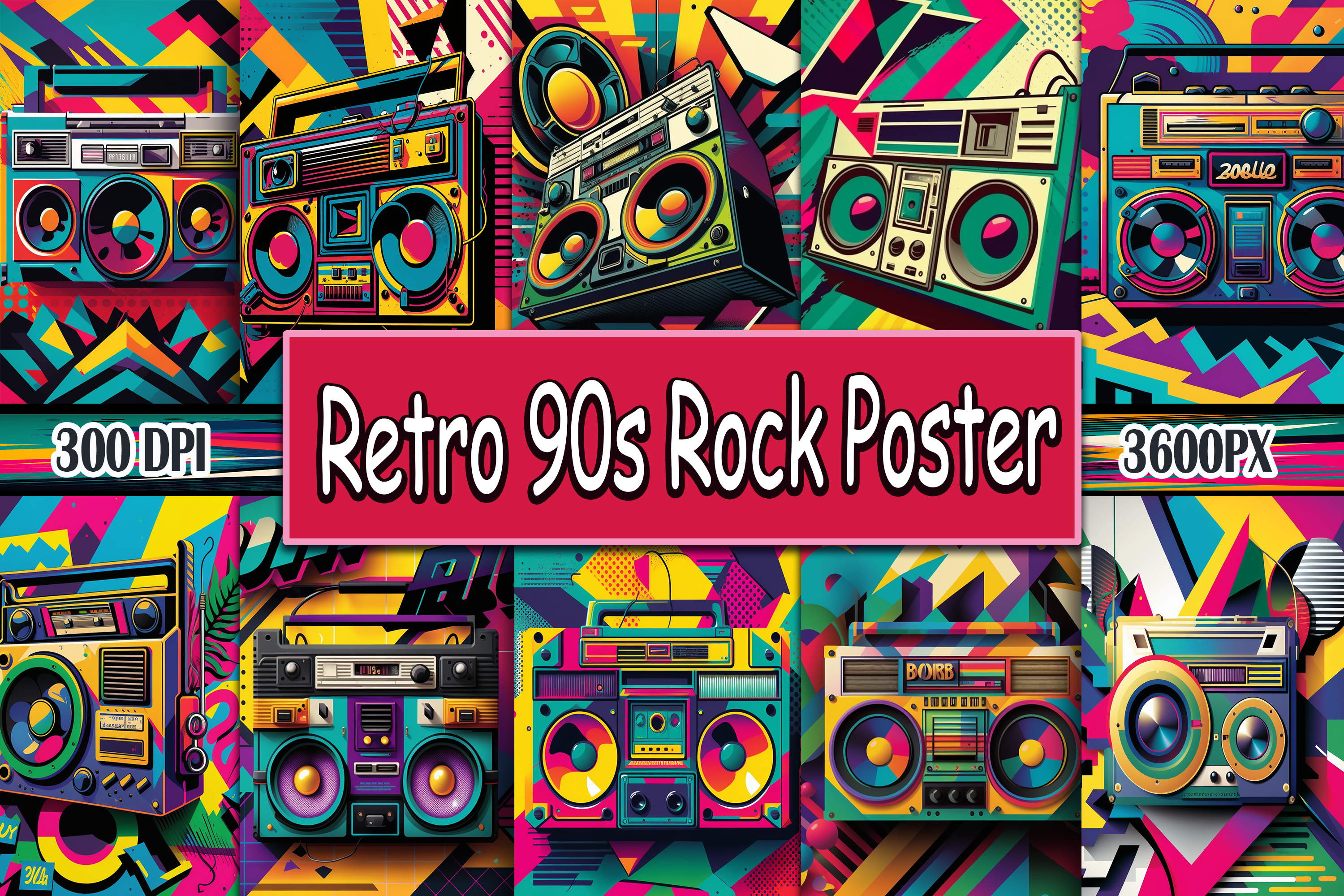 3000x2000 90s Retro Musical Poster Background Graphic by Pro Designer Team · Creative Fabrica