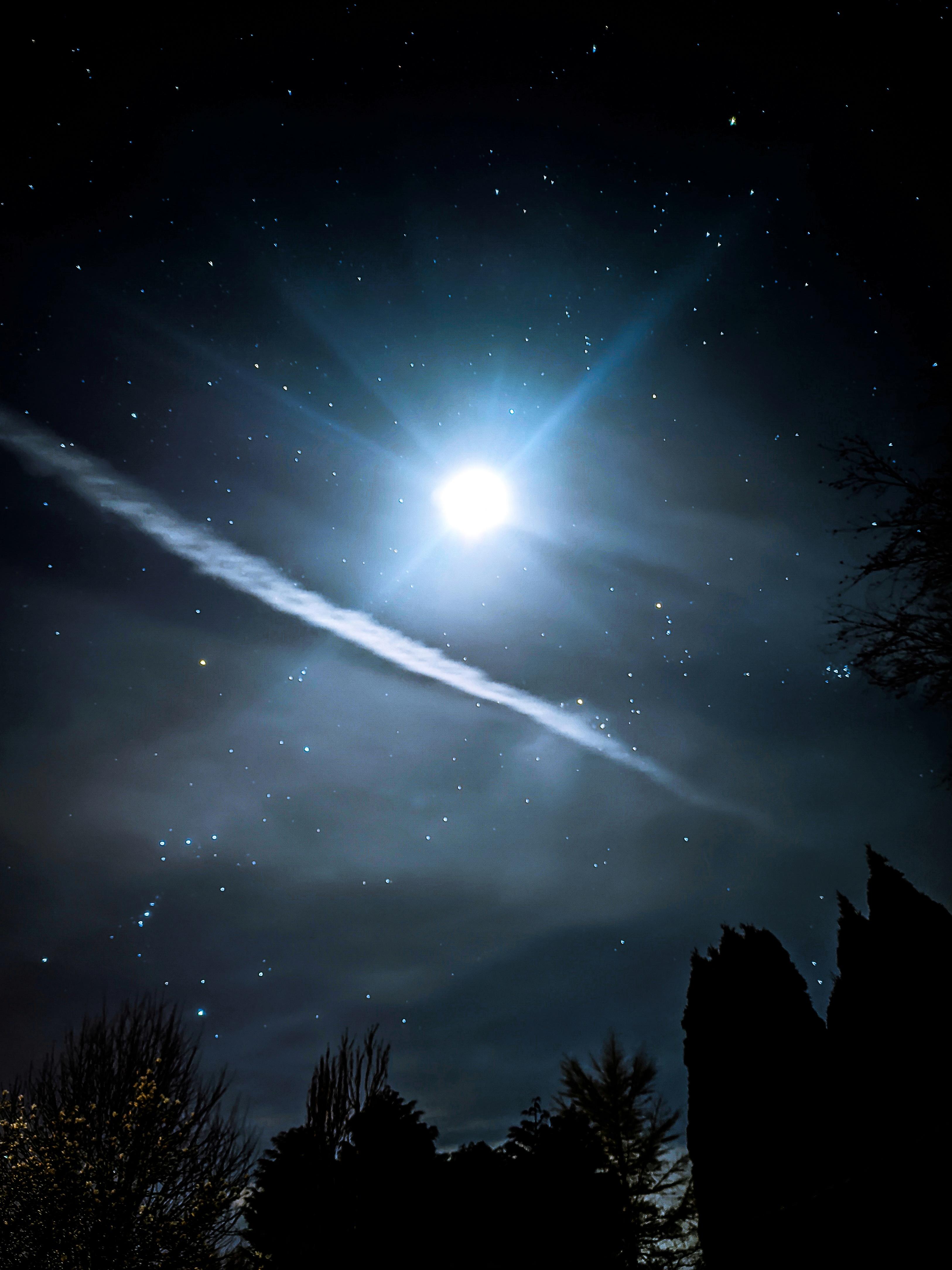 3251x4336 Full moon and stars on a cloudy night