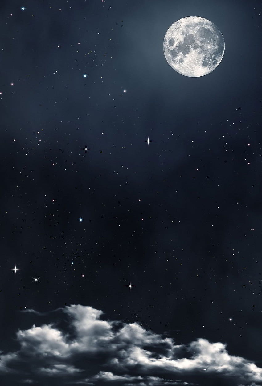 850x1255 Angel Star Moon :. Moon And Stars, Night Clouds, Night Sky Moon, Cloudy Night Sky HD phone wallpaper