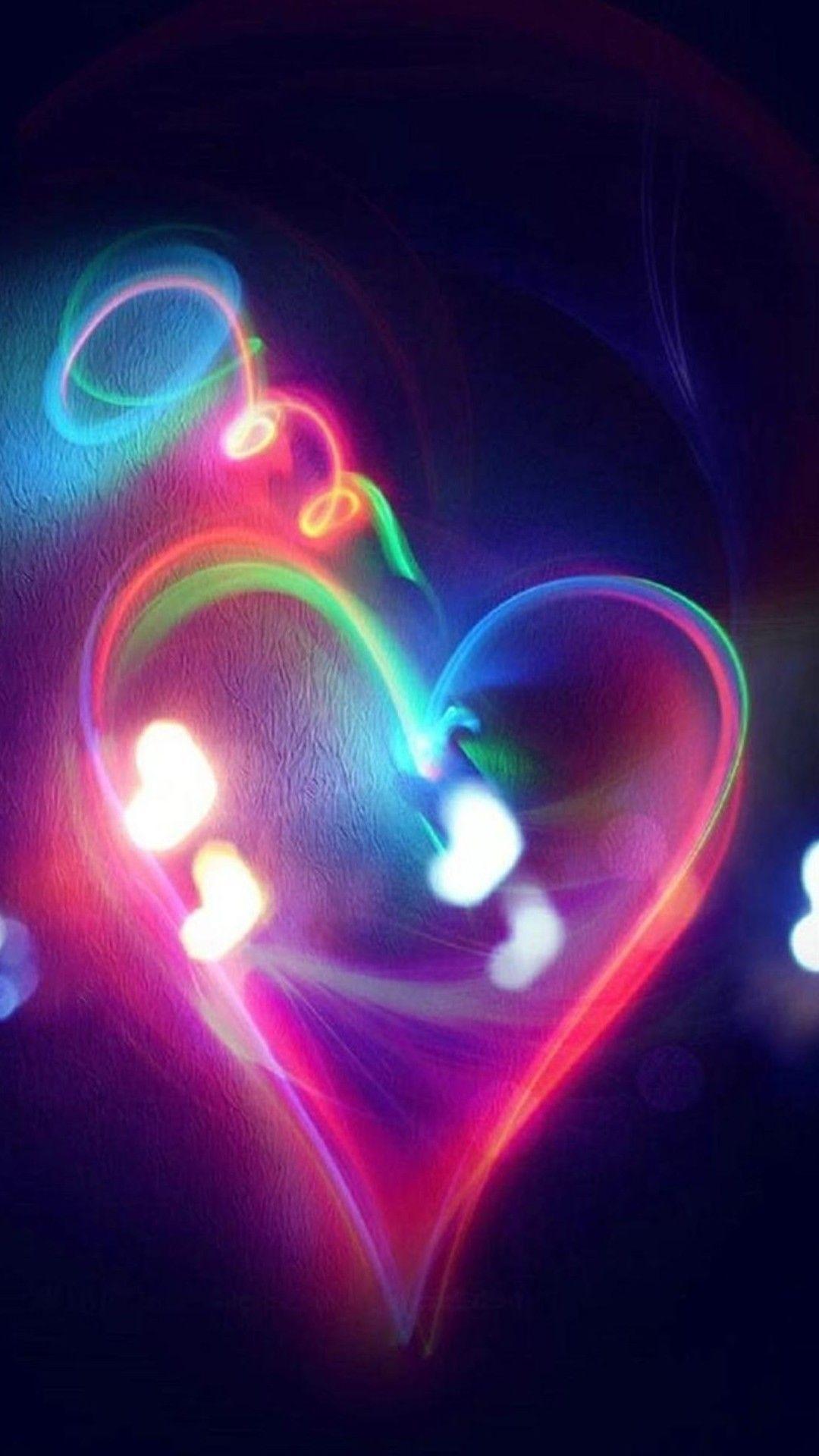 1080x1920 iPhone Wallpaper. Heart, Light, Love, Fractal art, Organ, Water