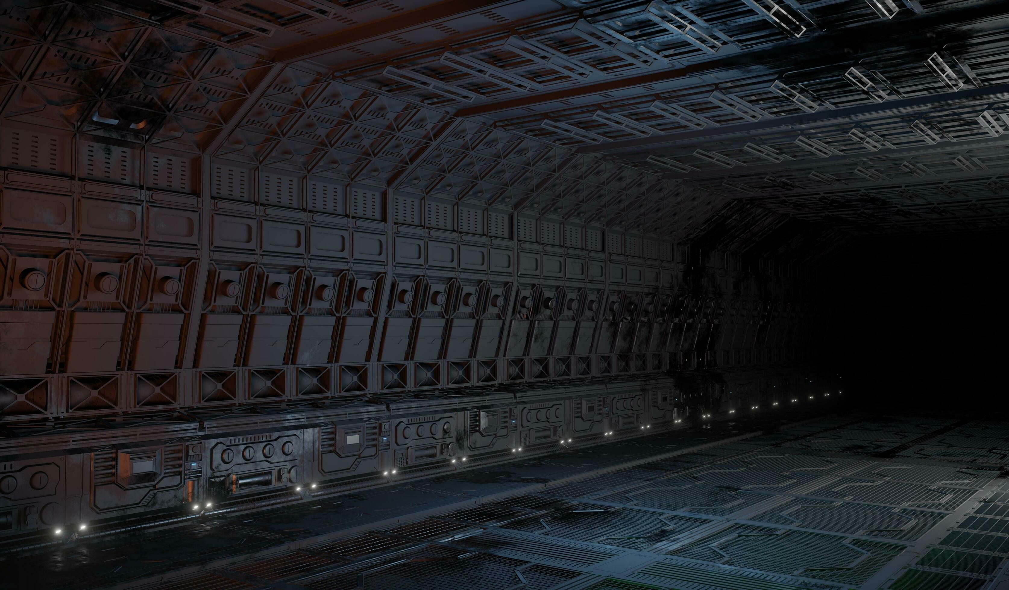 3348x1960 Laboratory work room interior scene science fiction wallpaper background