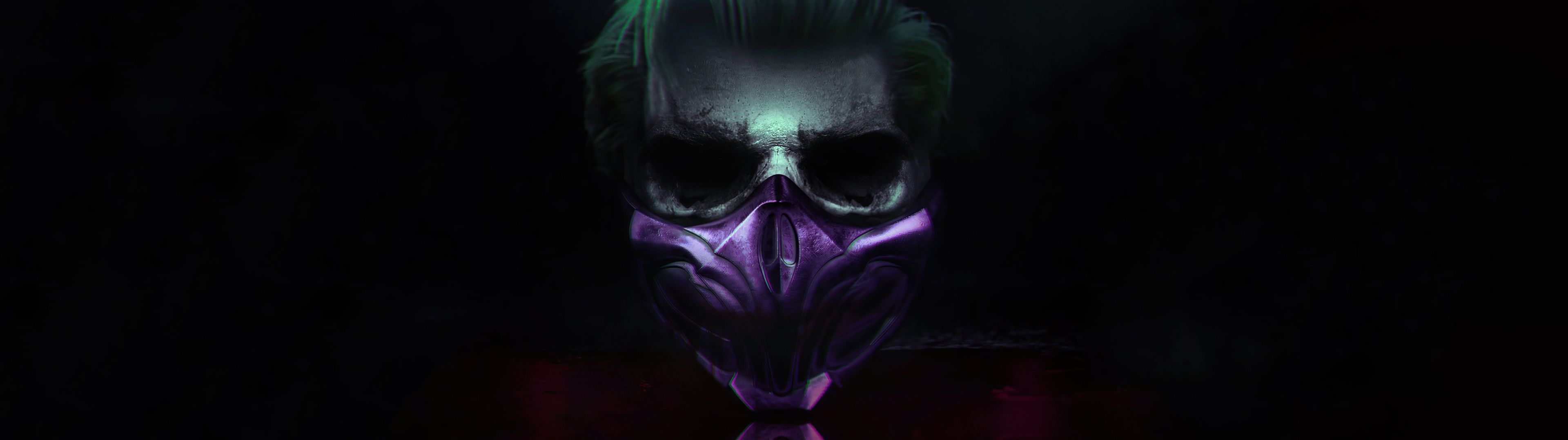 3840x1080 Joker Wallpaper 4K, Mask, Cyberpunk, Dark background