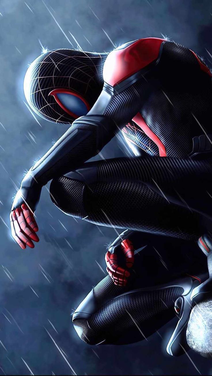 736x1308 Black Spiderman in Rain iPhone Wallpaper