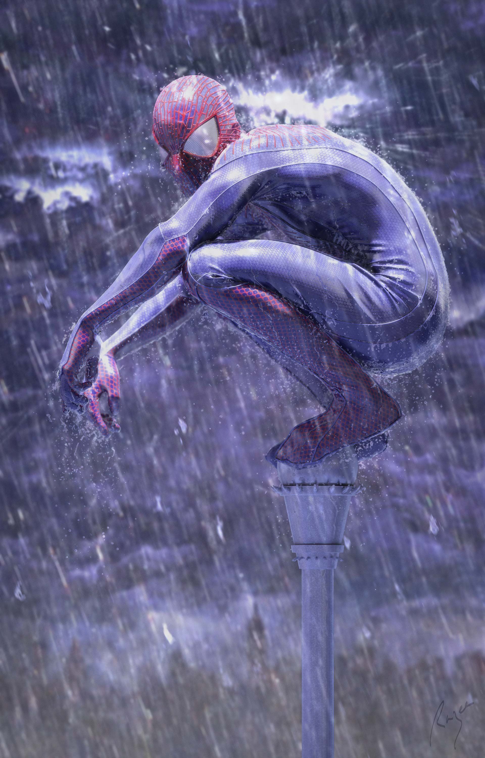 1920x3000 Spider Man, Rain Wallpaper HD