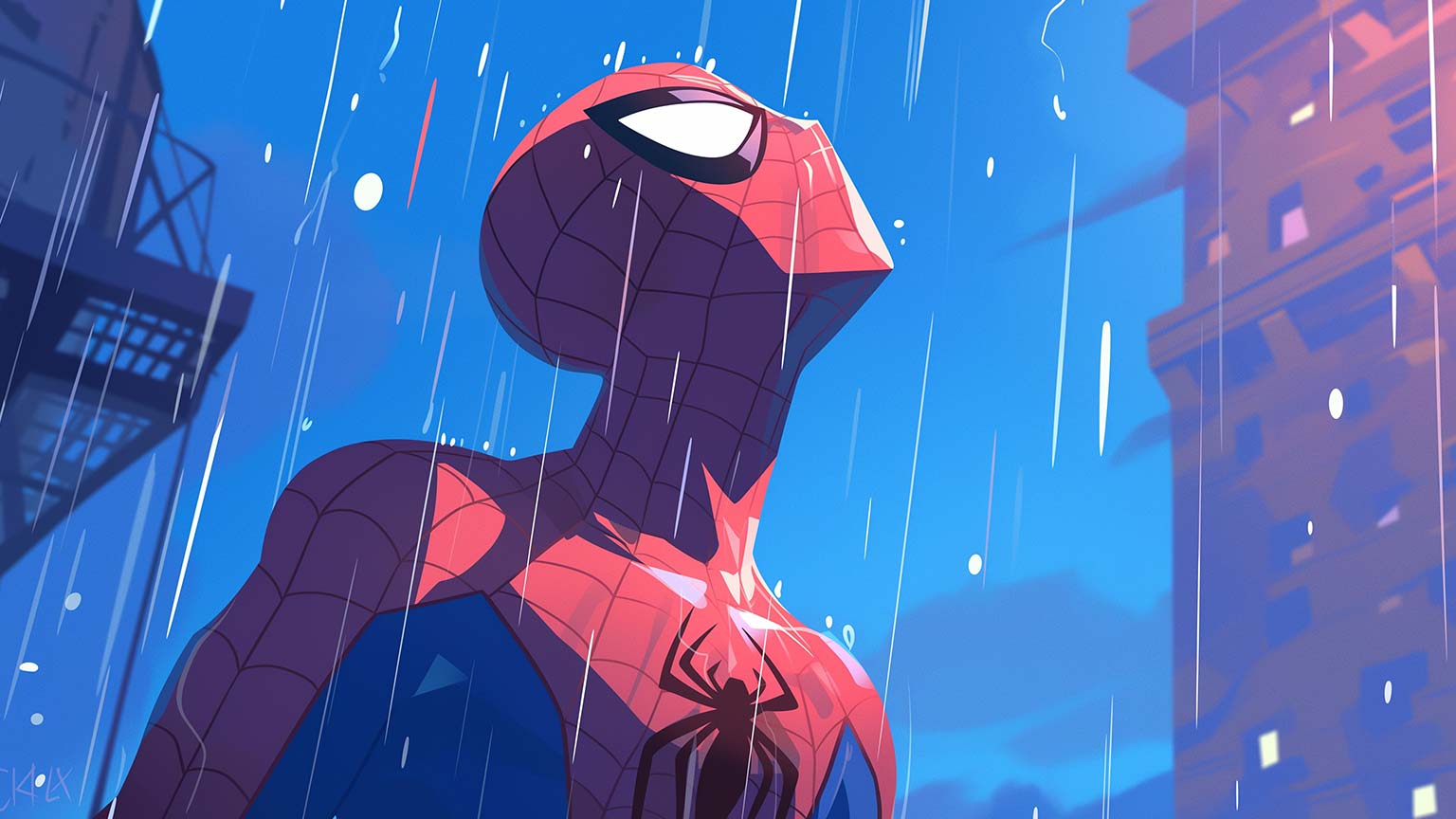 1536x864 Spider Man In Rain Cartoons Desktop