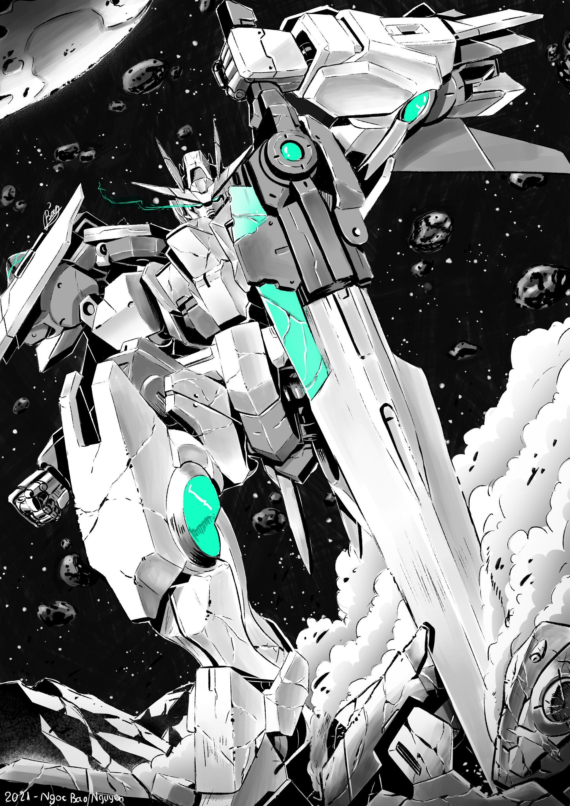 1920x2716 Gundam 00 Raiser (Inking)