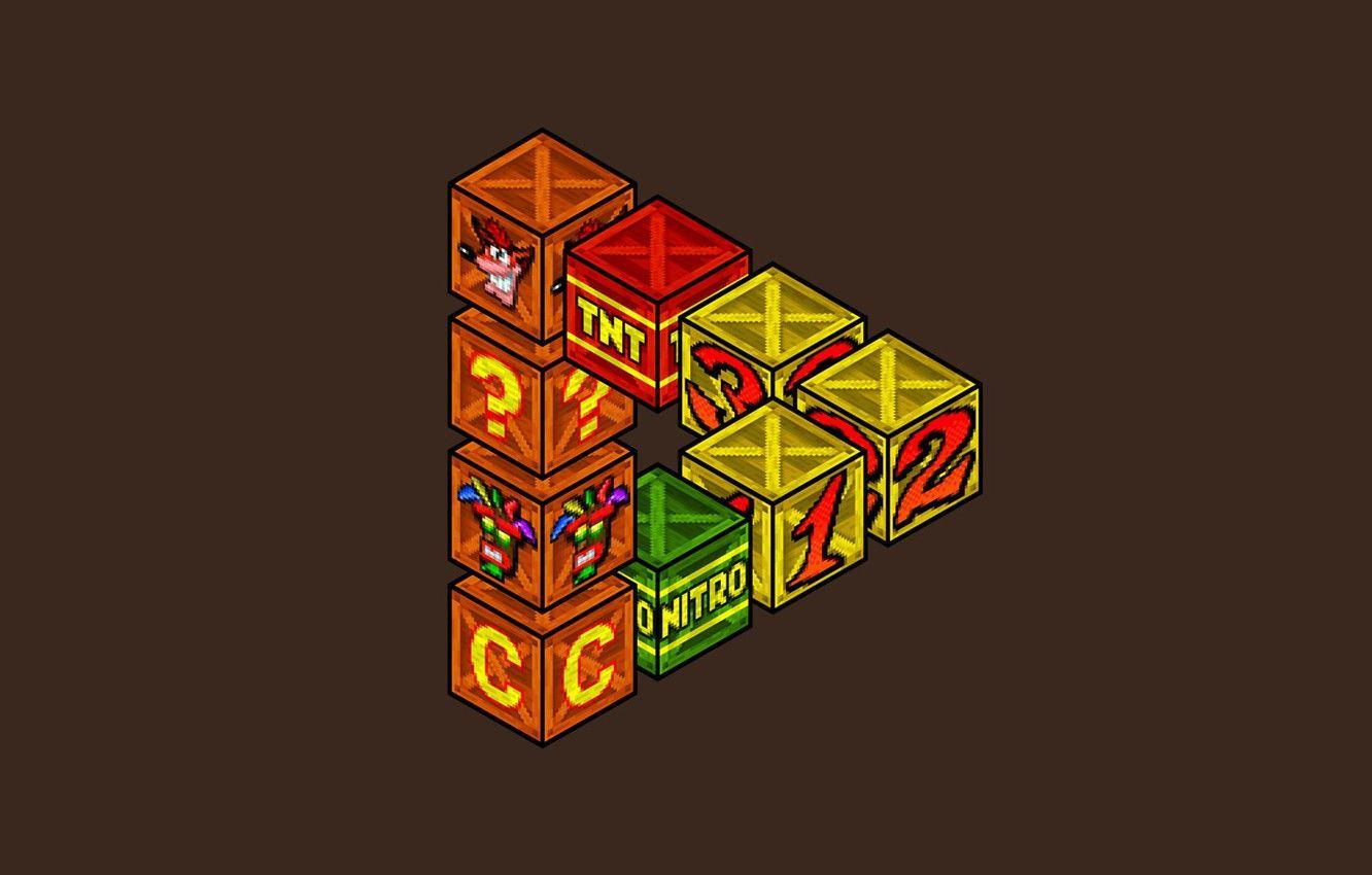 1332x850 Wallpaper Minimalism, Box, Art, Videogames, Crash Bandicoot, Game