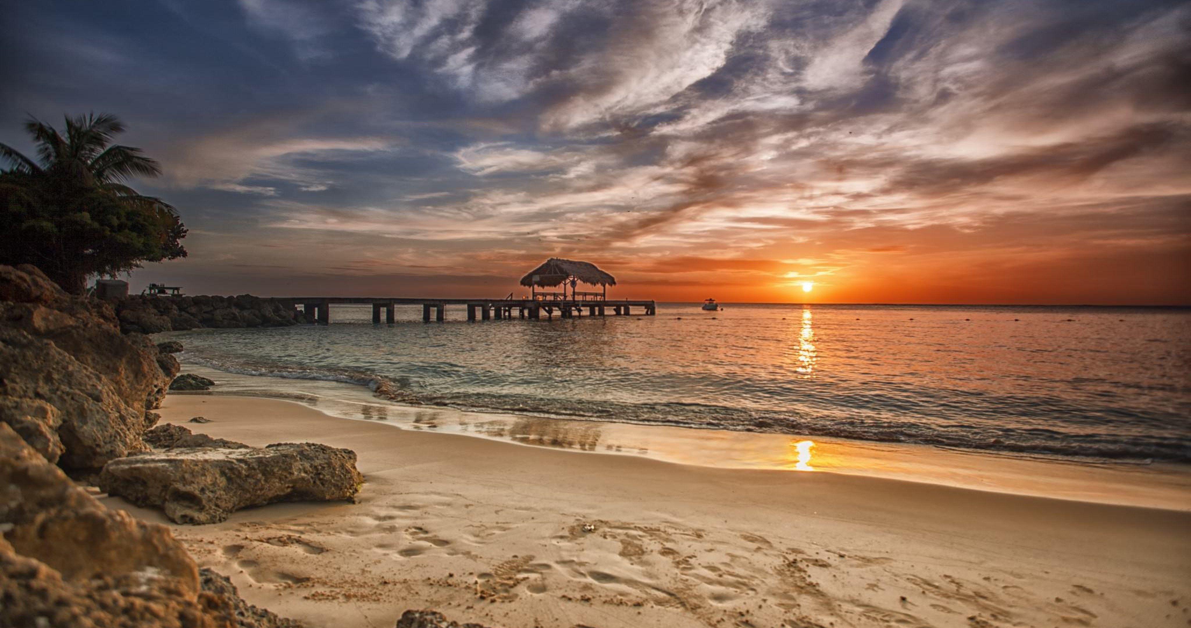 4096x2160 Sunshine Sea 4k Ultra HD Wallpaper Point Tobago Sunset