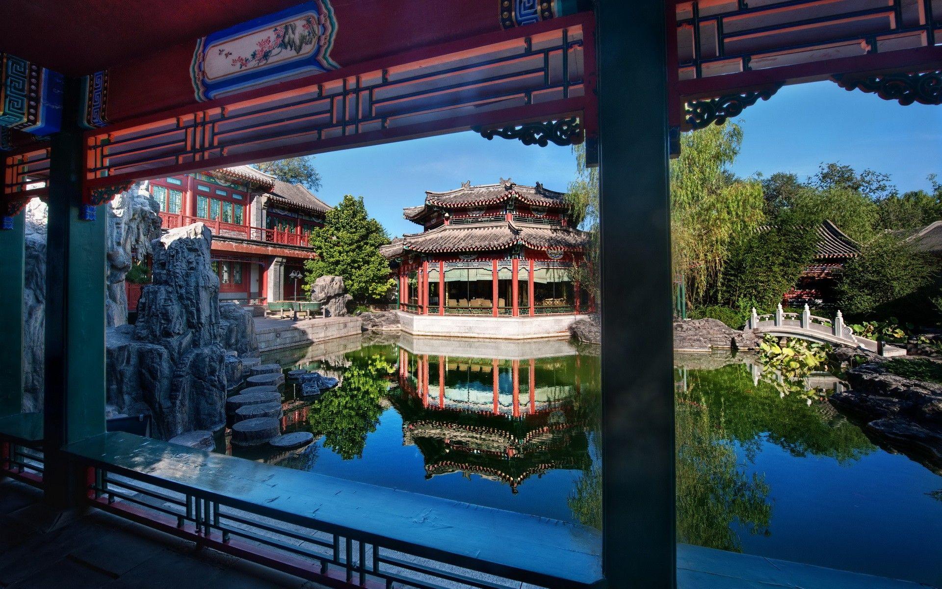 1920x1200 Ancient: Temple Japanese Lake Oriental Japan Free Wallpaper for HD