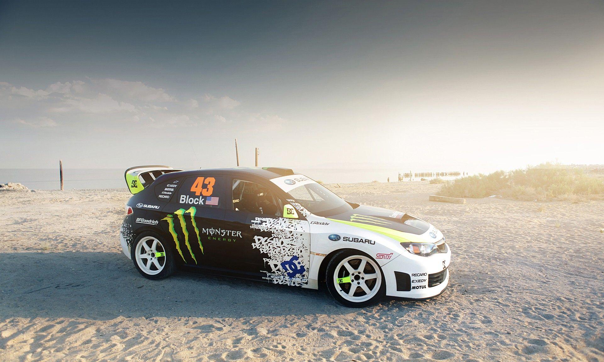 1920x1152 sand, cars, Ken Block, vehicles, Monster Energy, DC Shoes, Subaru