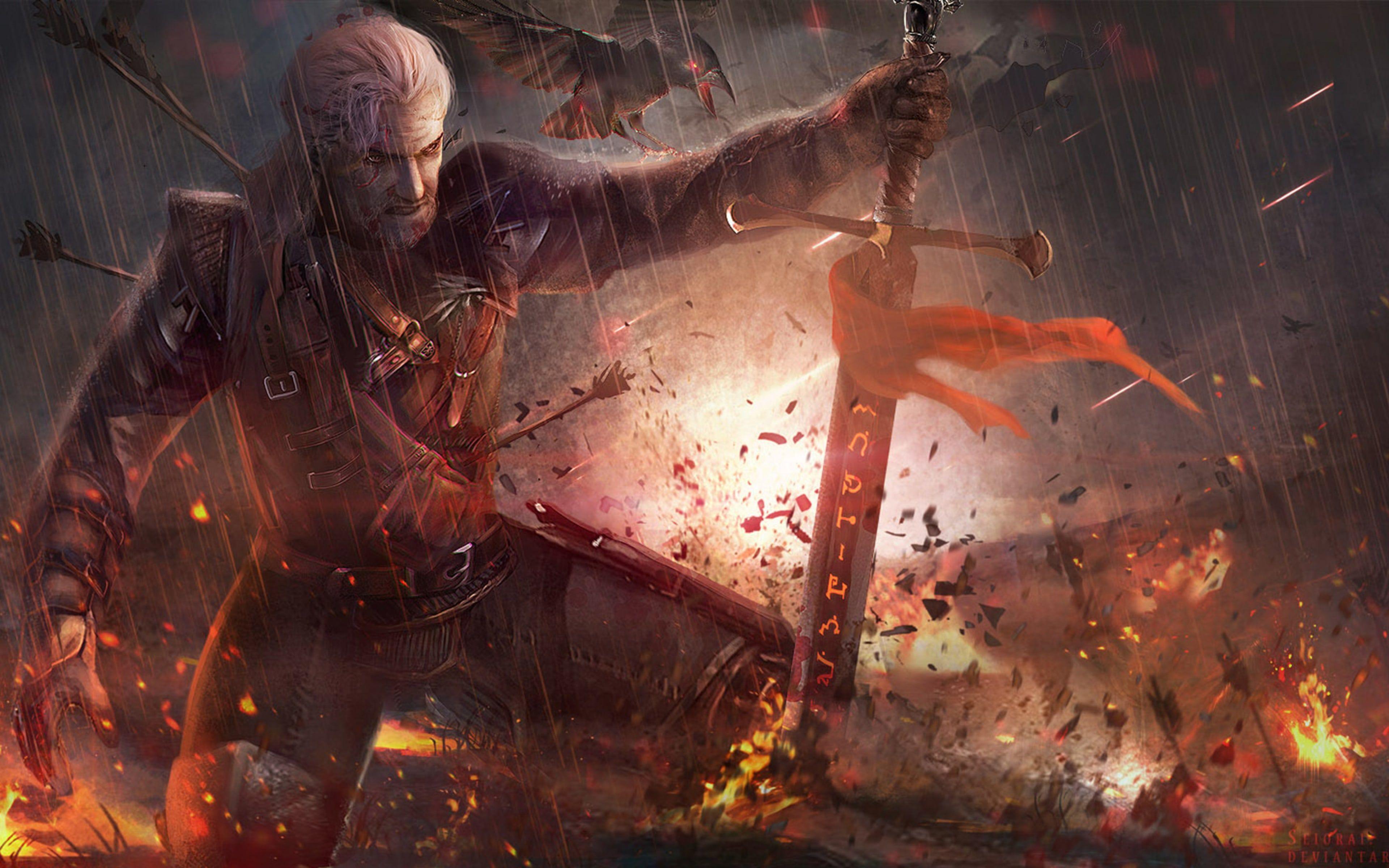 3840x2400 Witcher 3 game geralt fanart Wallpaper and Free Stock