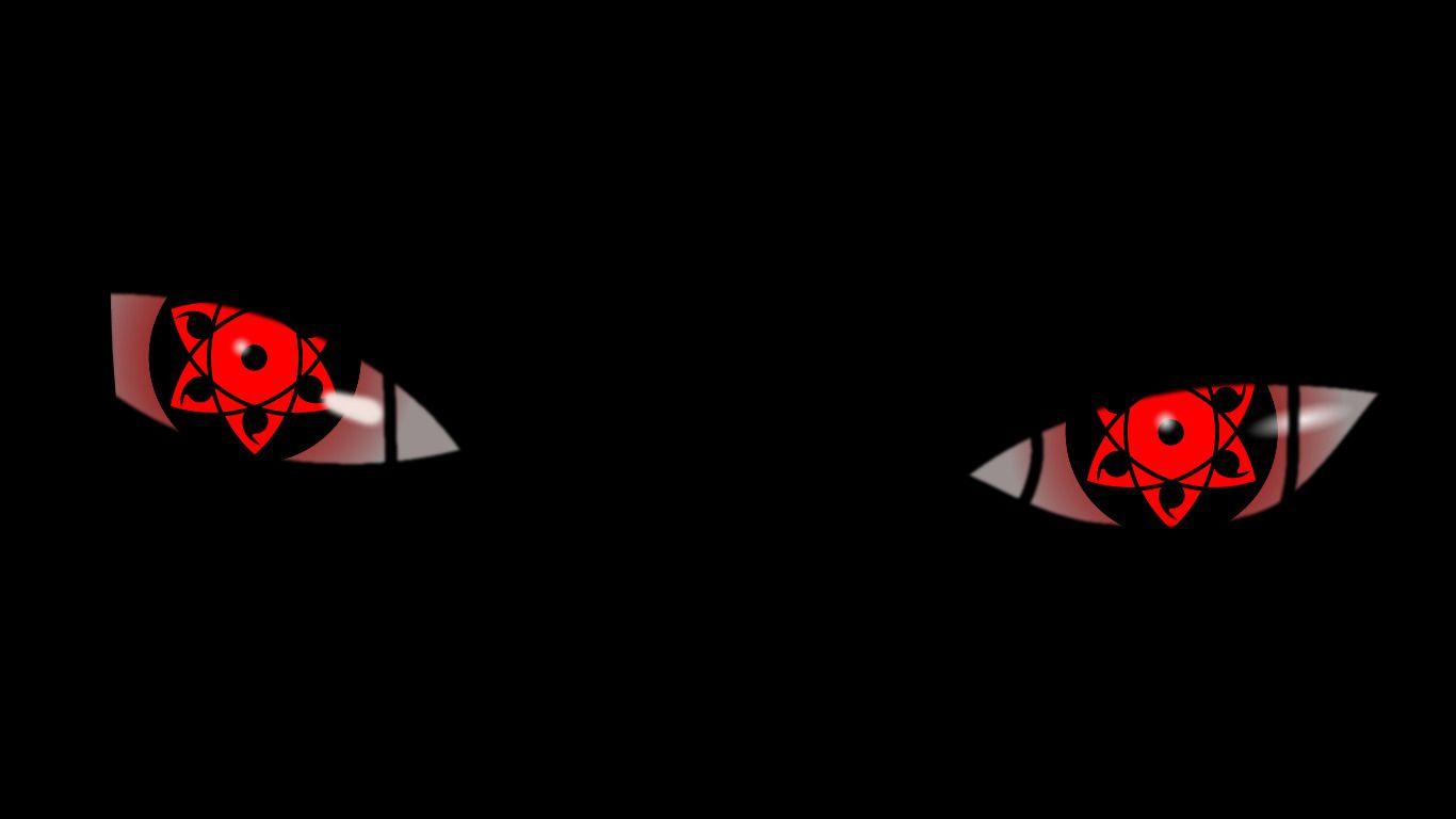 1366x768 anime, Sharingan, Eternal Mangekyou Sharingan, Eyes, Black
