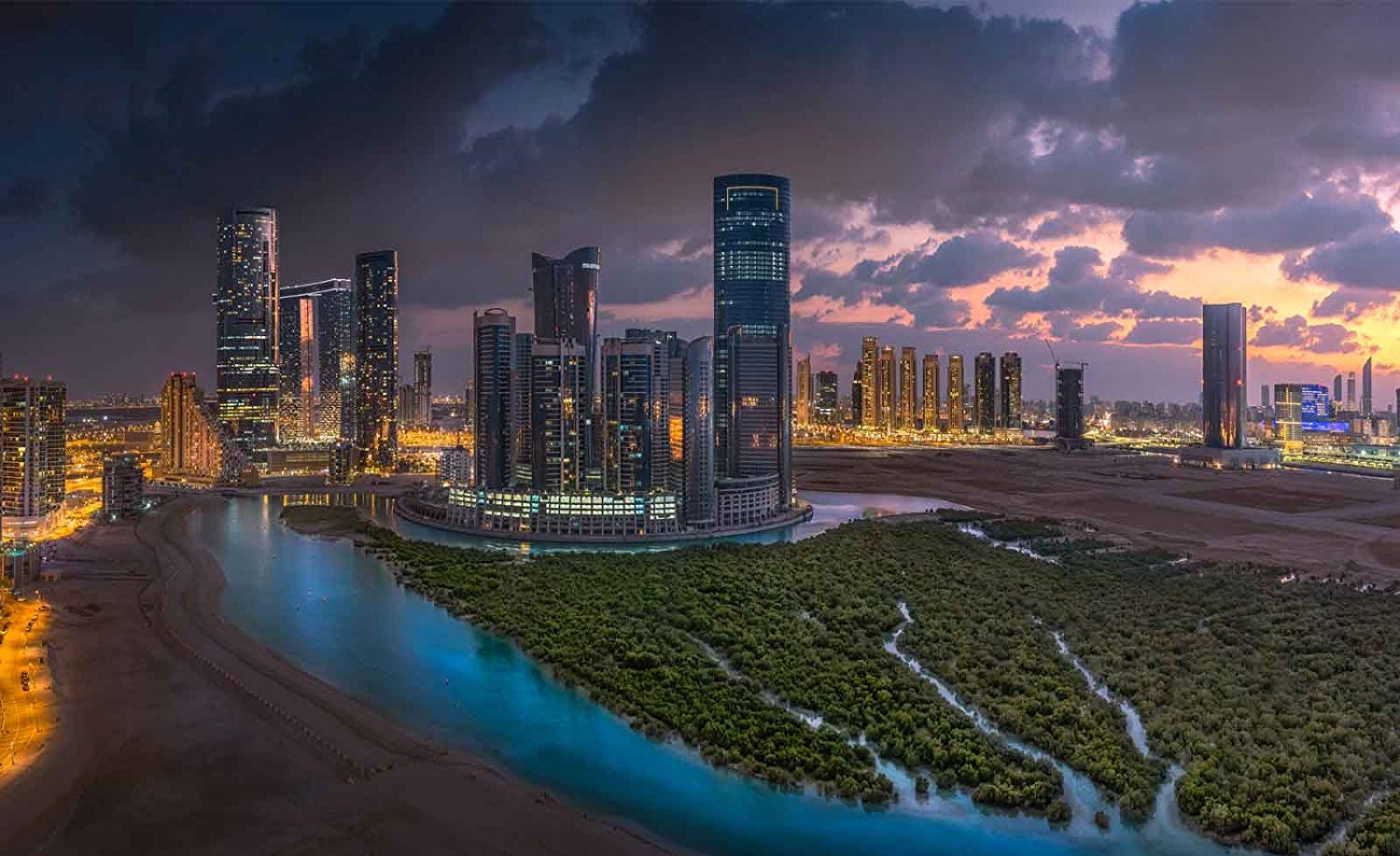 1500x917 Photo wallpaper wall mural Dhabi Coast City Skyline