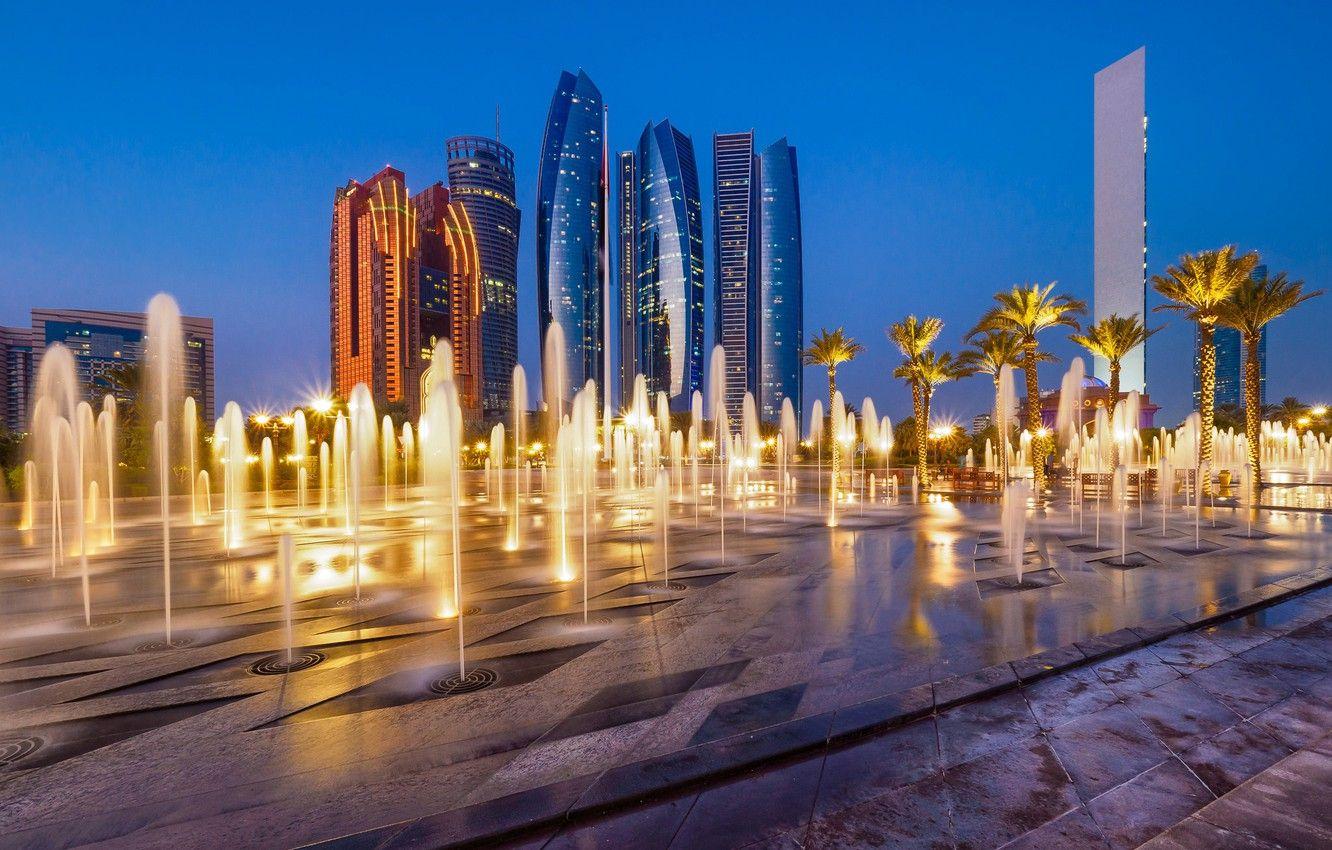 1332x850 Wallpaper skyscraper, home, fountain, UAE, Abu Dhabi image