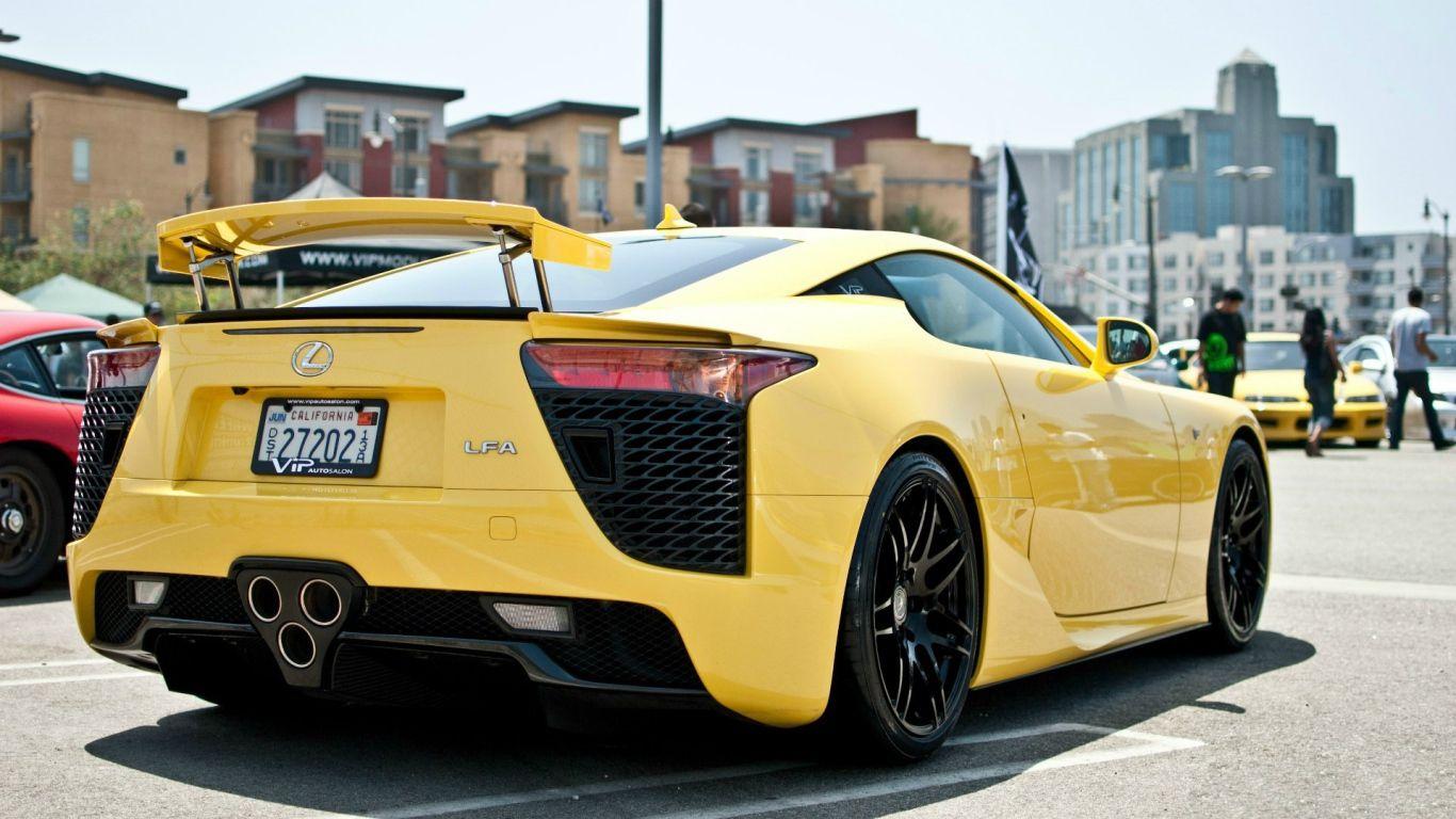 1366x768 Yellow car Lexus LFA Desktop wallpaper 1366x768