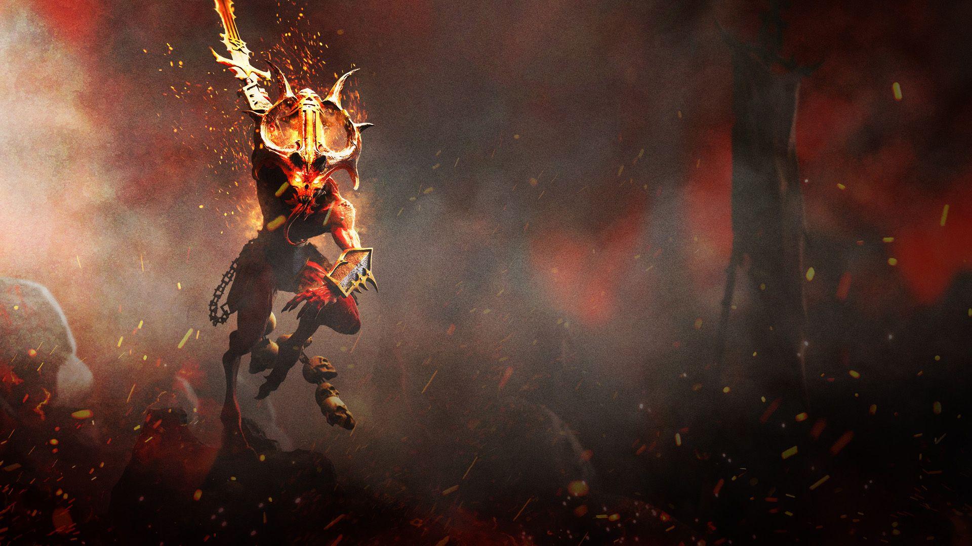 1920x1080 Khorne demon. Wallpaper from Warhammer: Chaosbane