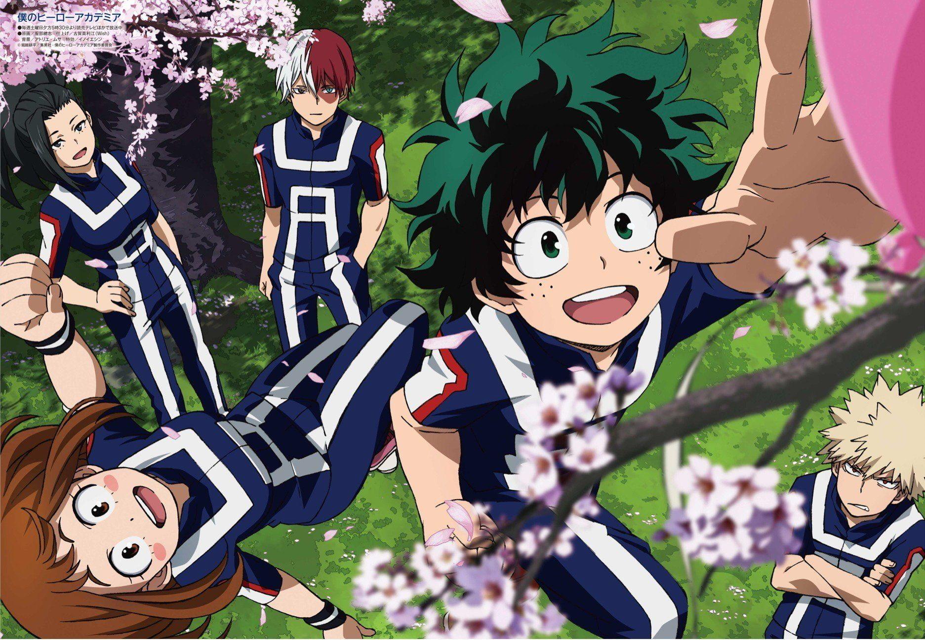 1873x1295 Anime, My Hero Academia, Izuku Midoriya, Katsuki Bakugou, Momo